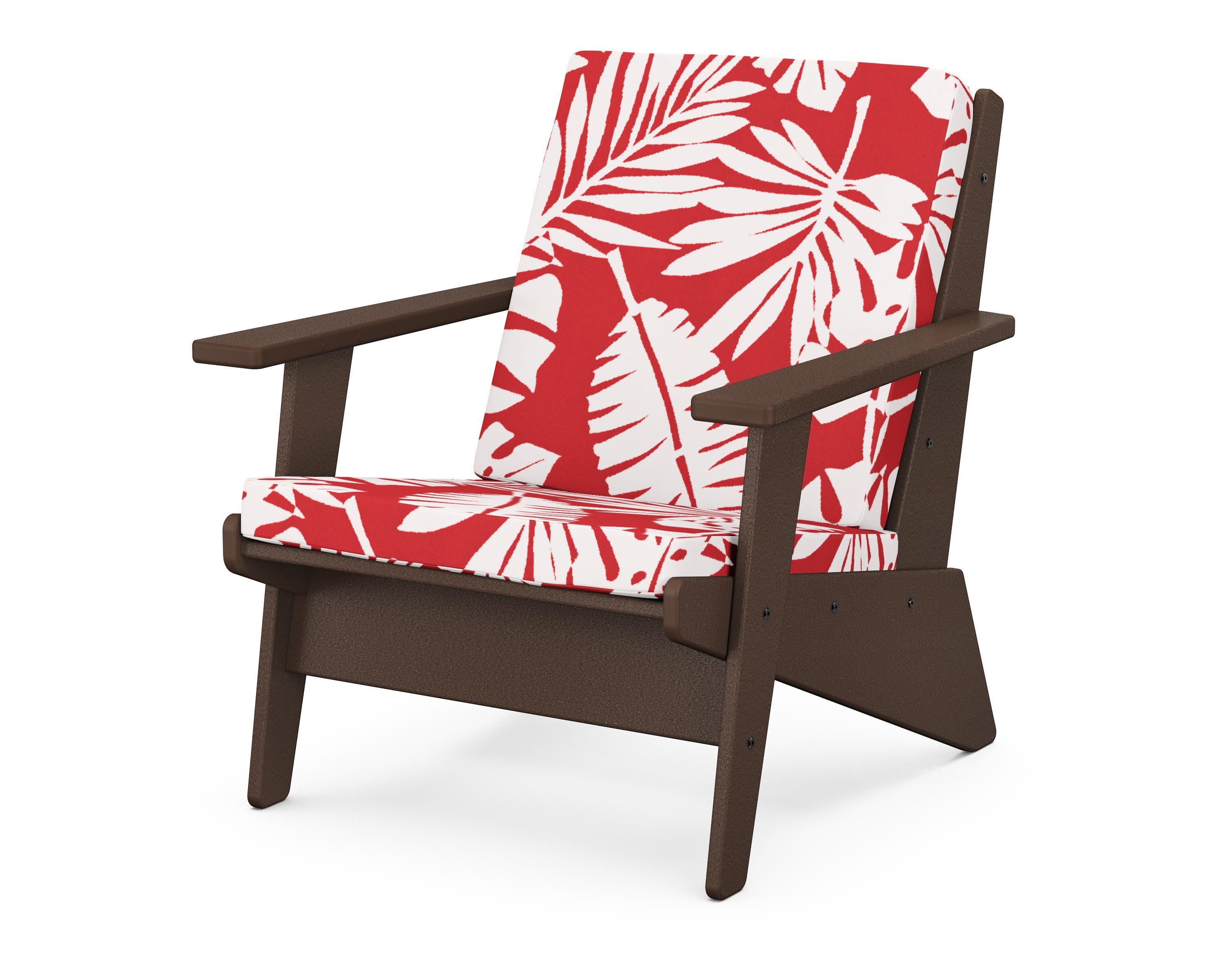 Riviera Modern Lounge Chair in Mahogany / Leaf Crimson