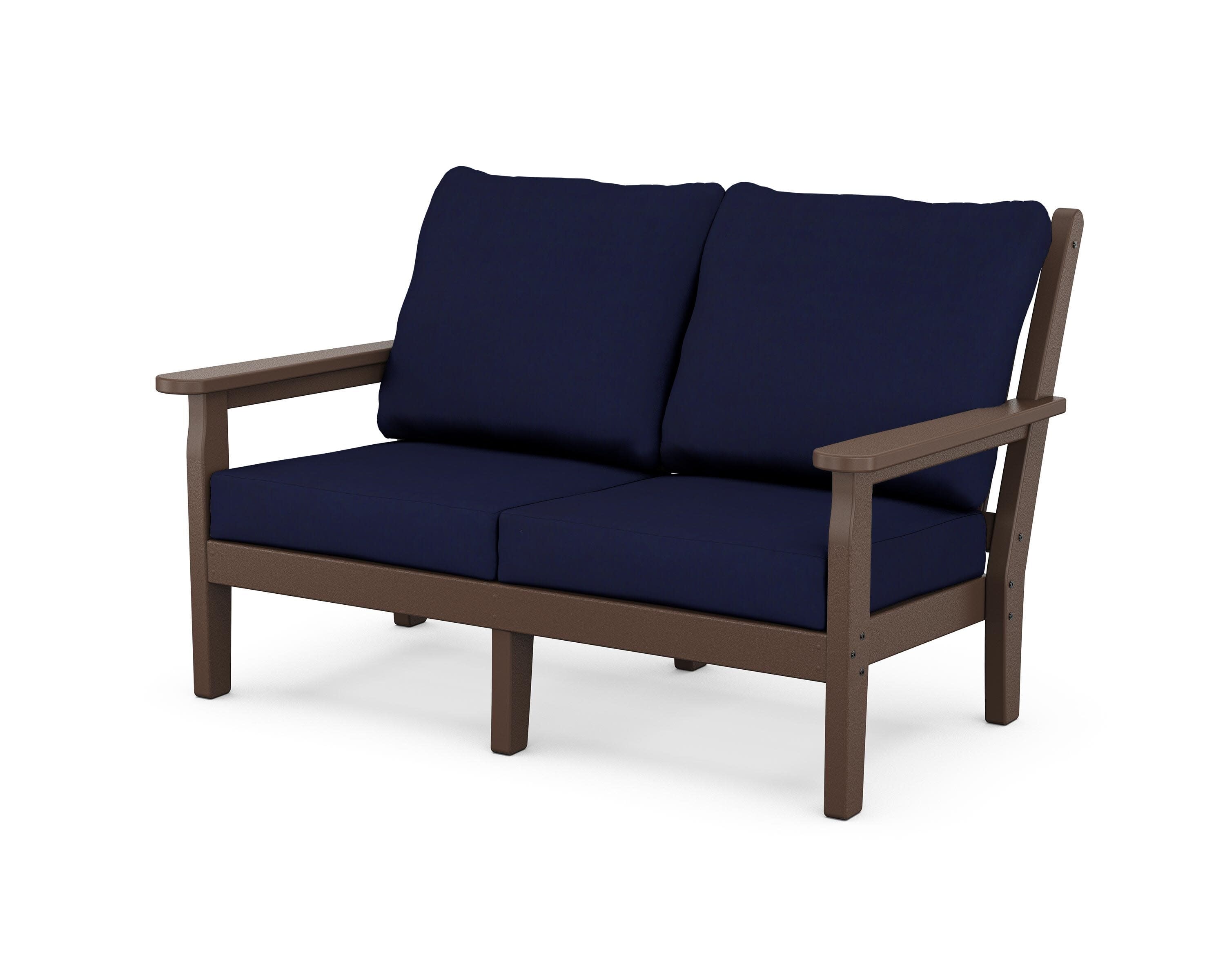 Chippendale Deep Seating Loveseat in Mahogany / Navy