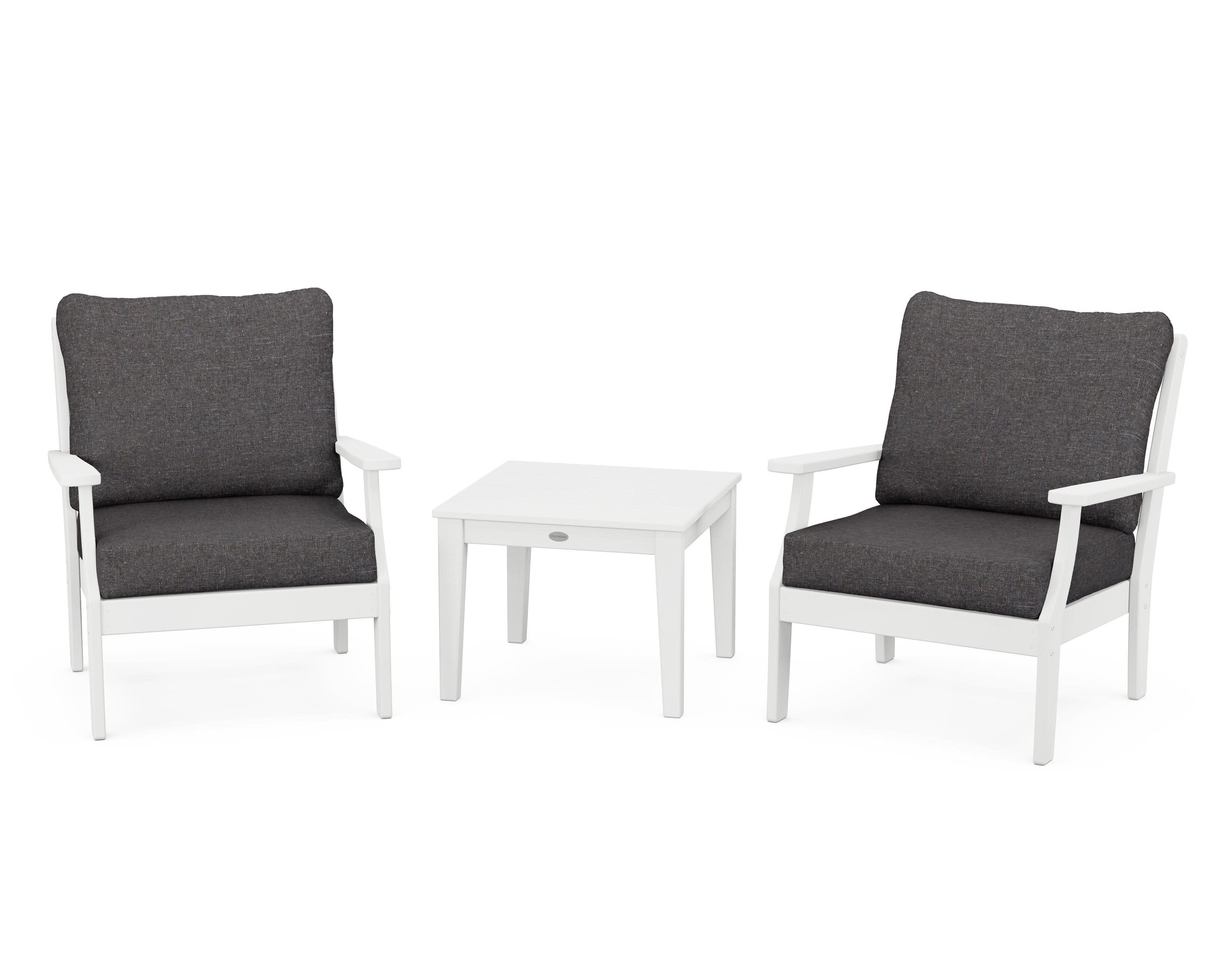 Braxton 3-Piece Deep Seating Set in White / Ash Charcoal
