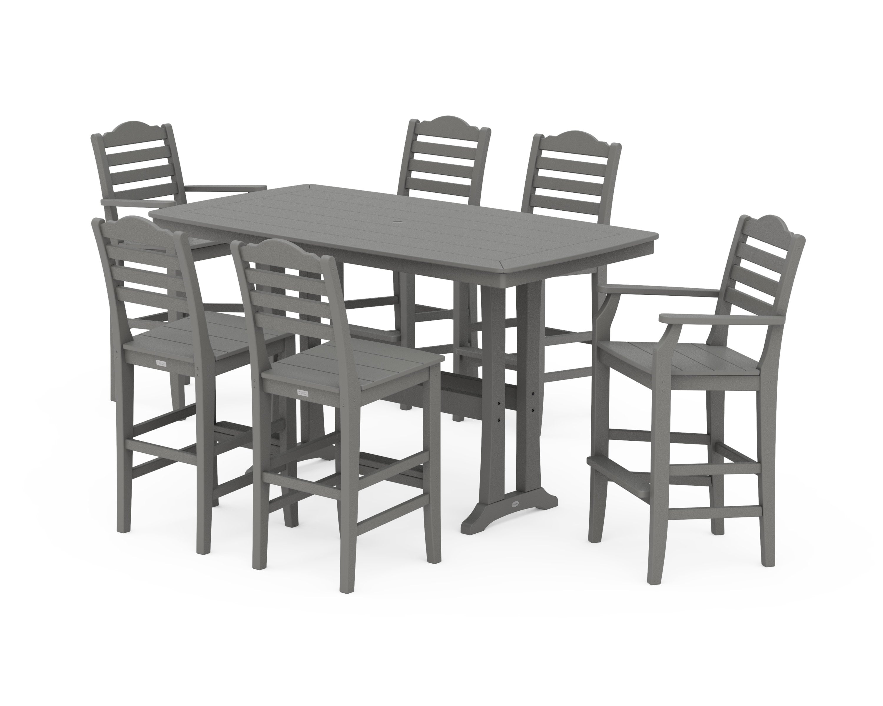 Savannah 7-Piece Bar Set with Trestle Legs in Slate Grey