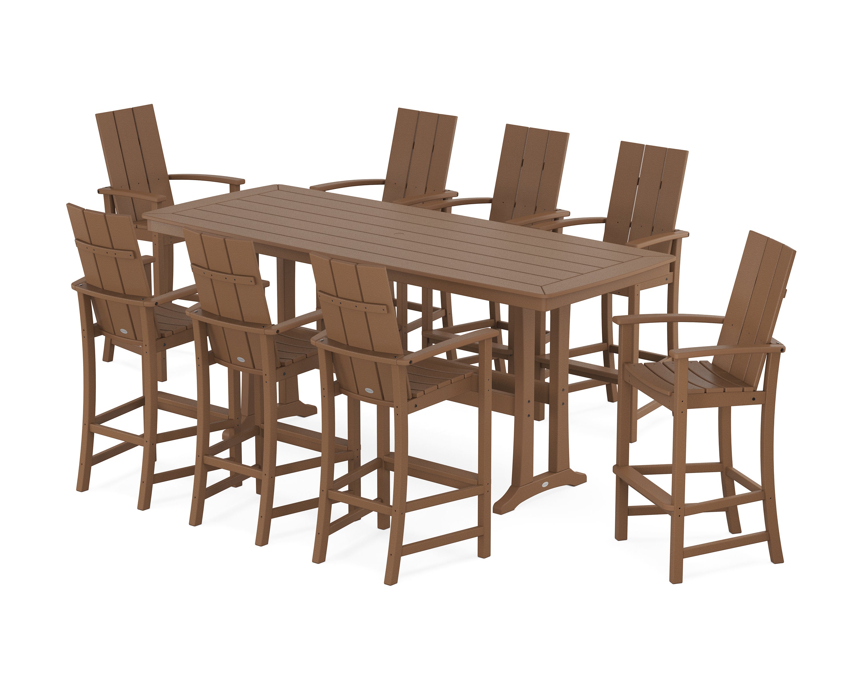 Modern Adirondack 9-Piece Bar Set with Trestle Legs in Teak