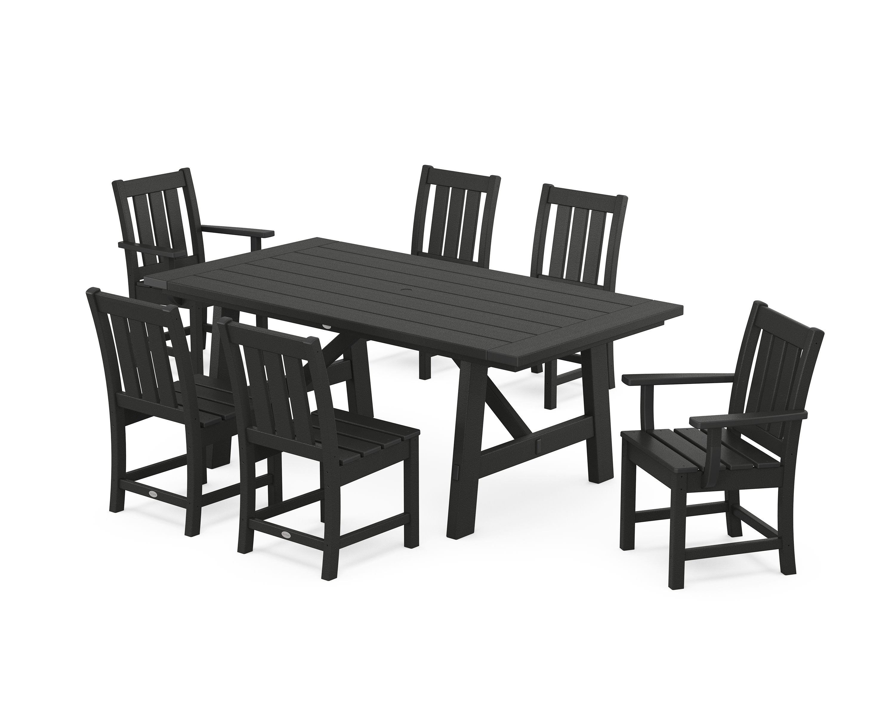 Oxford 7-Piece Rustic Farmhouse Dining Set in Black