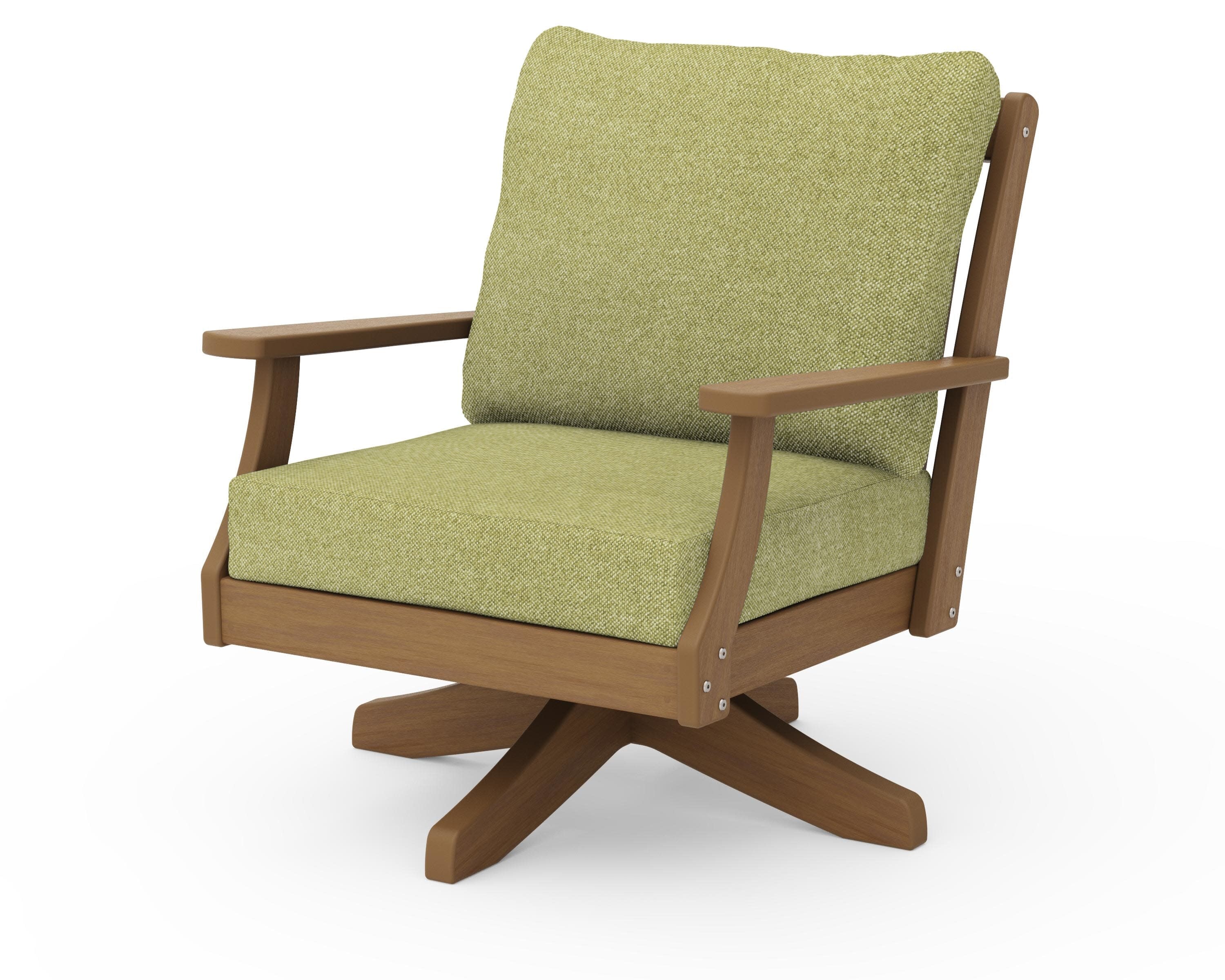 Braxton Deep Seating Swivel Chair in Natural / Chartreuse Boucle