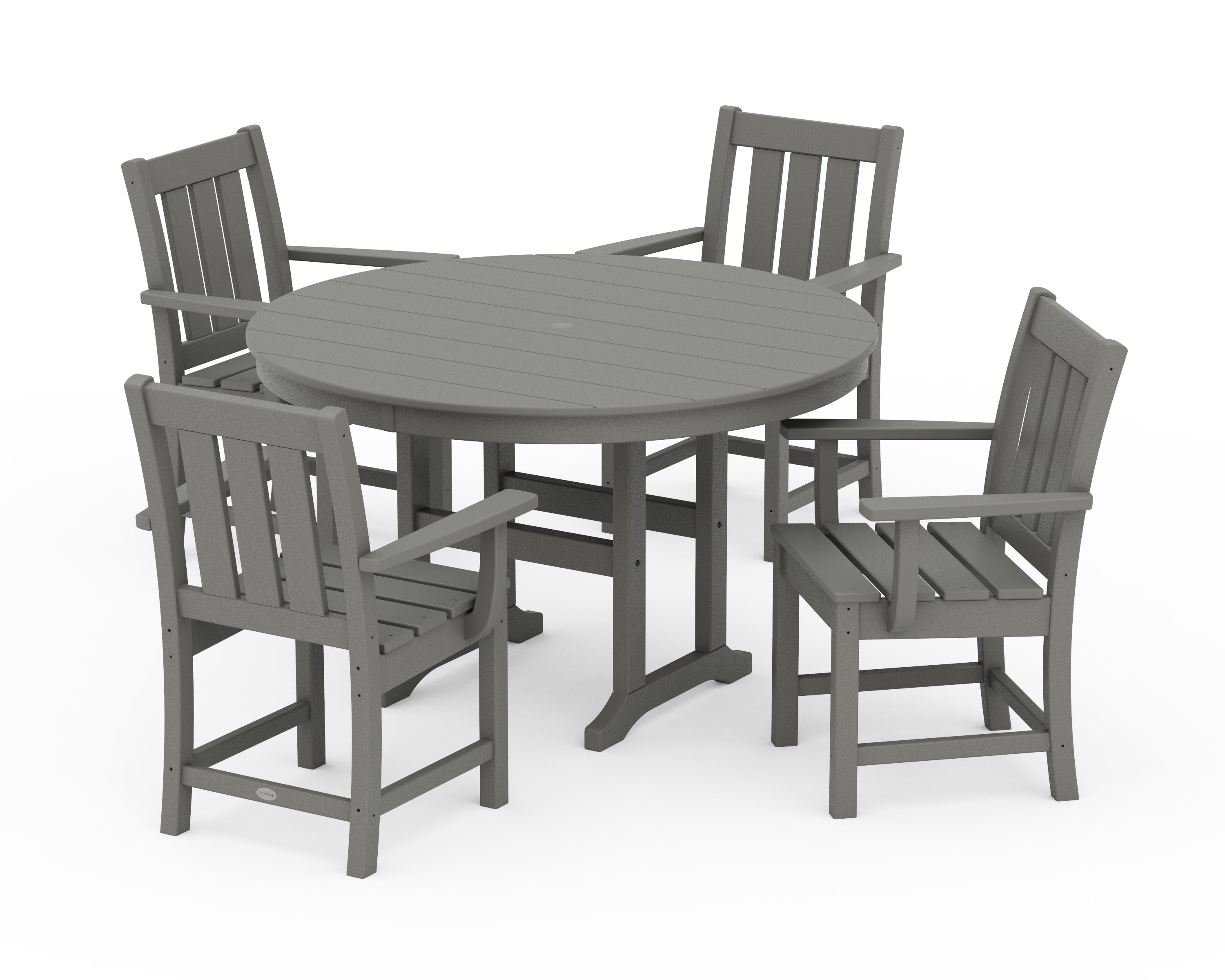 Oxford 5-Piece Round Farmhouse Dining Set in Slate Grey