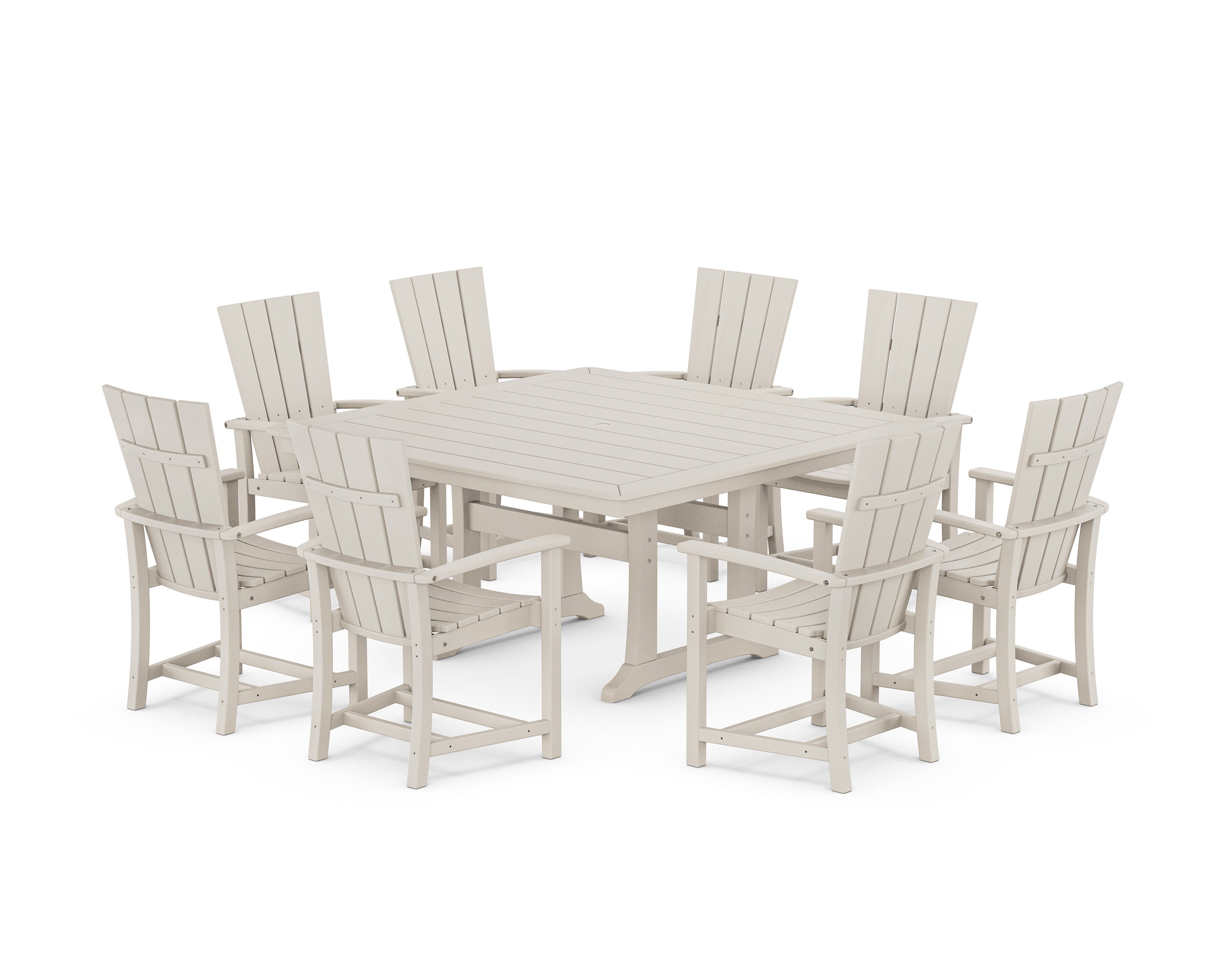 Quattro 9-Piece Square Dining Set with Trestle Legs in Sand
