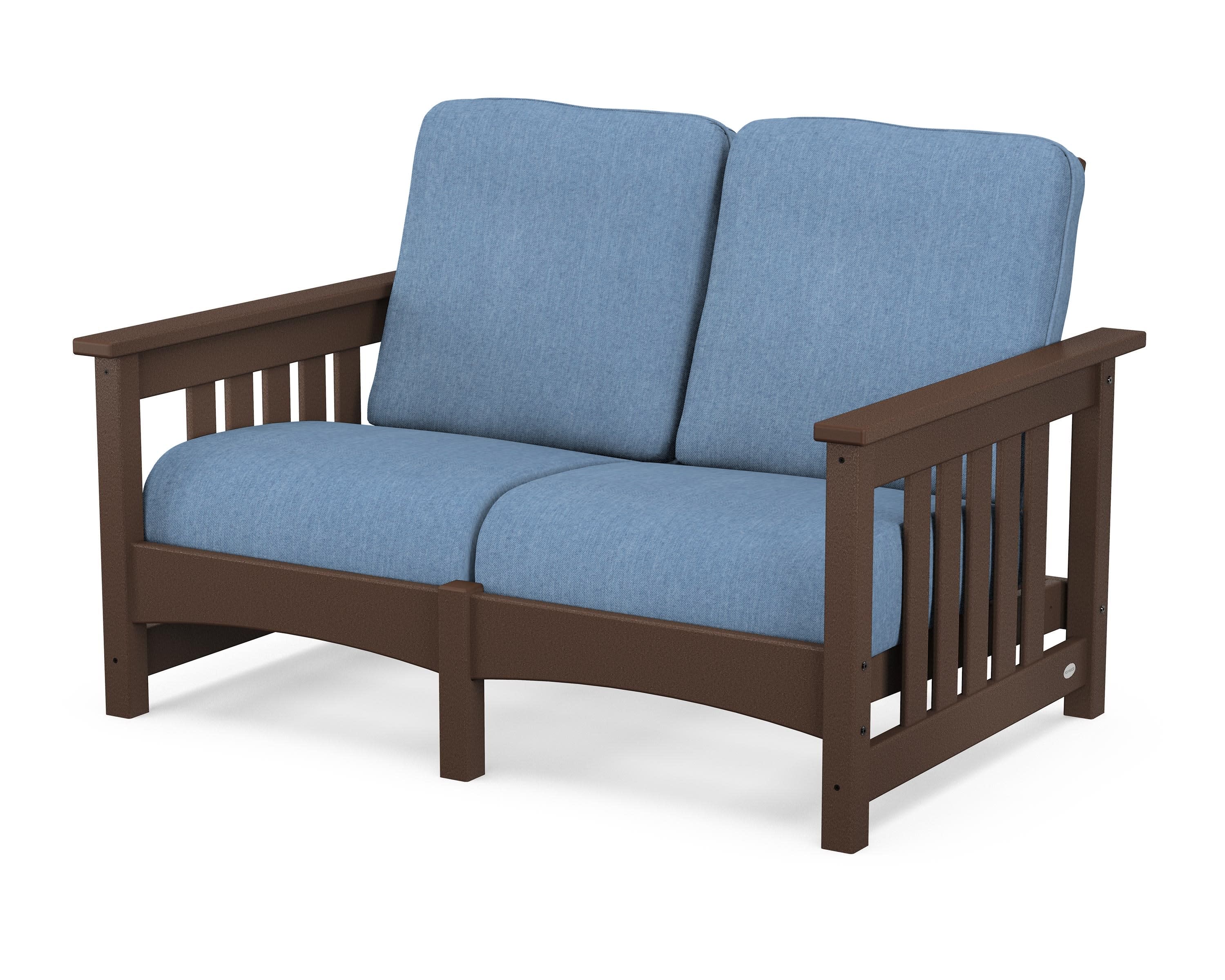 Club Mission Loveseat in Mahogany / Sky Blue