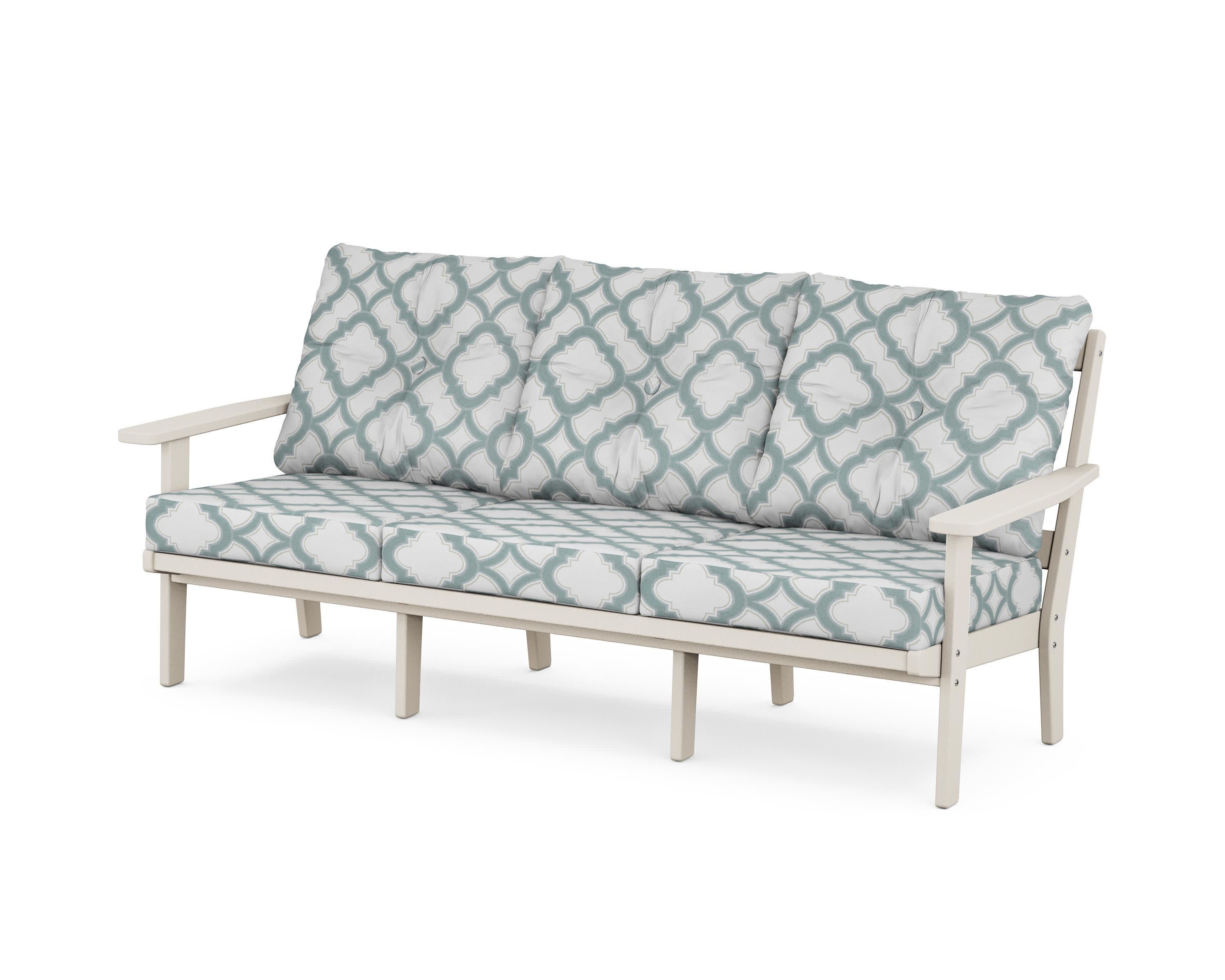 Oxford Deep Seating Sofa in Sand / Trellis Glacier Spa