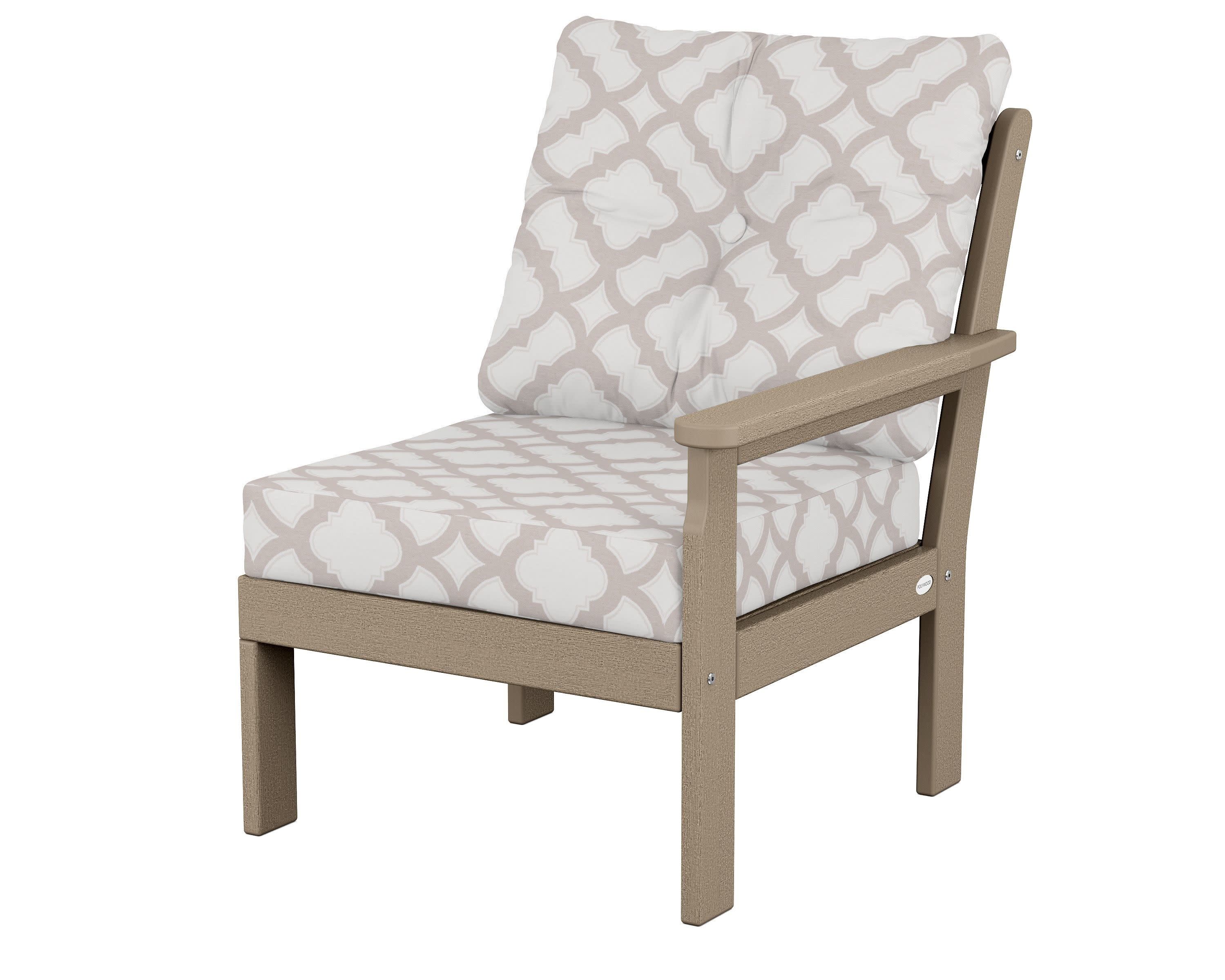 Vineyard Modular Right Arm Chair in Vintage Sahara / Trellis Dune Burlap