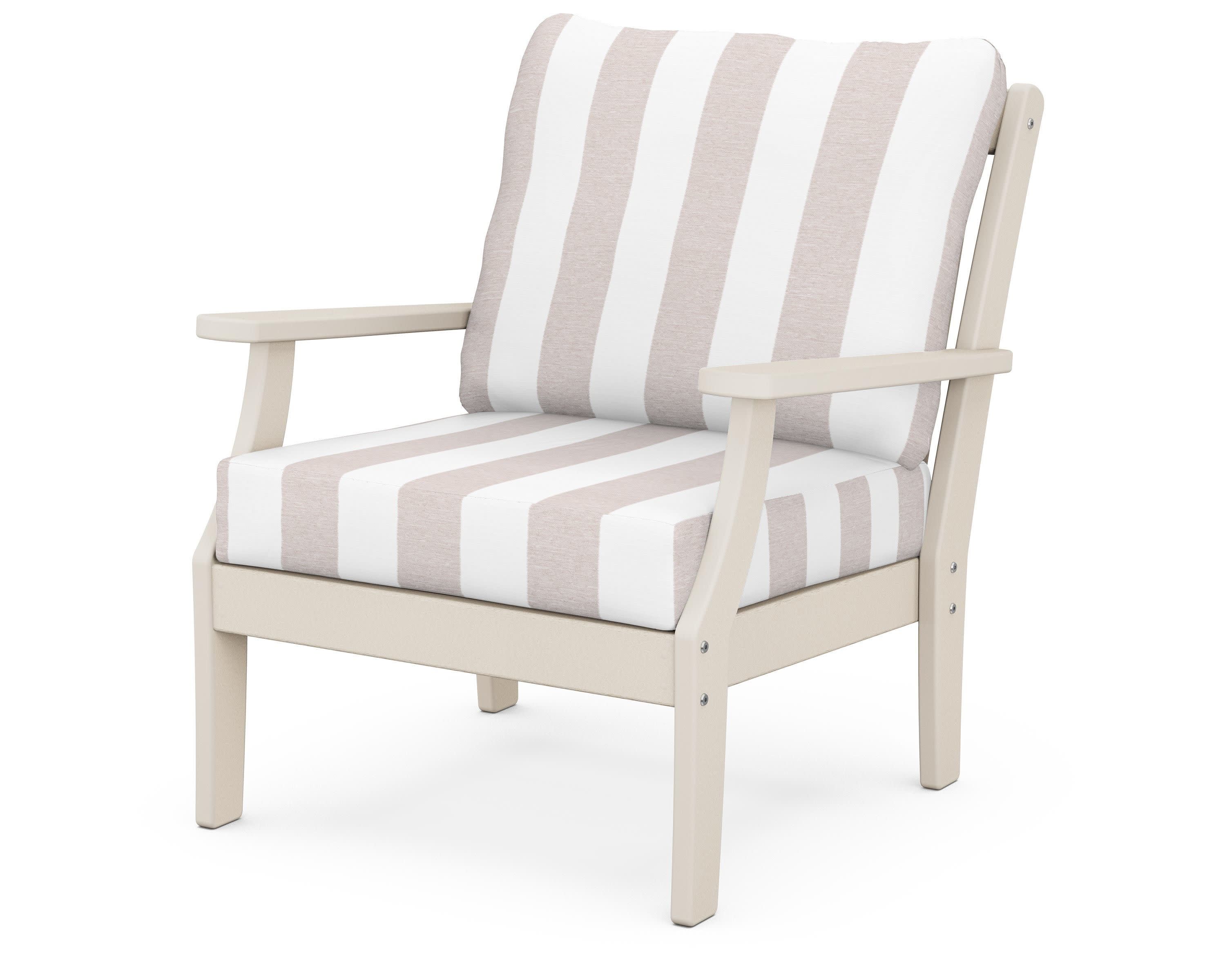 Braxton Deep Seating Chair in Sand / Cabana Stripe Dune Burlap