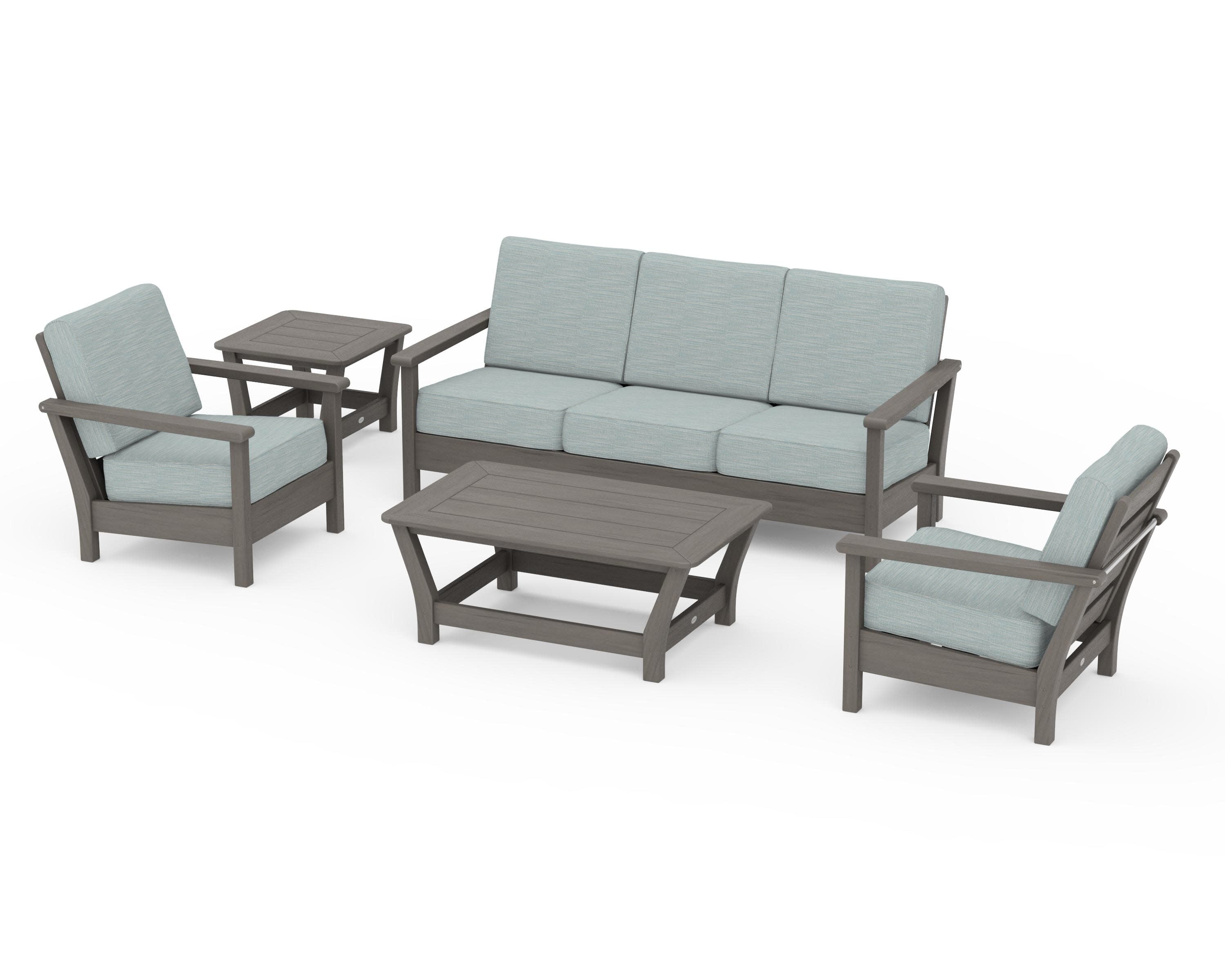 Harbour 5-Piece Deep Seating Set in Driftwood / Soothe Mist