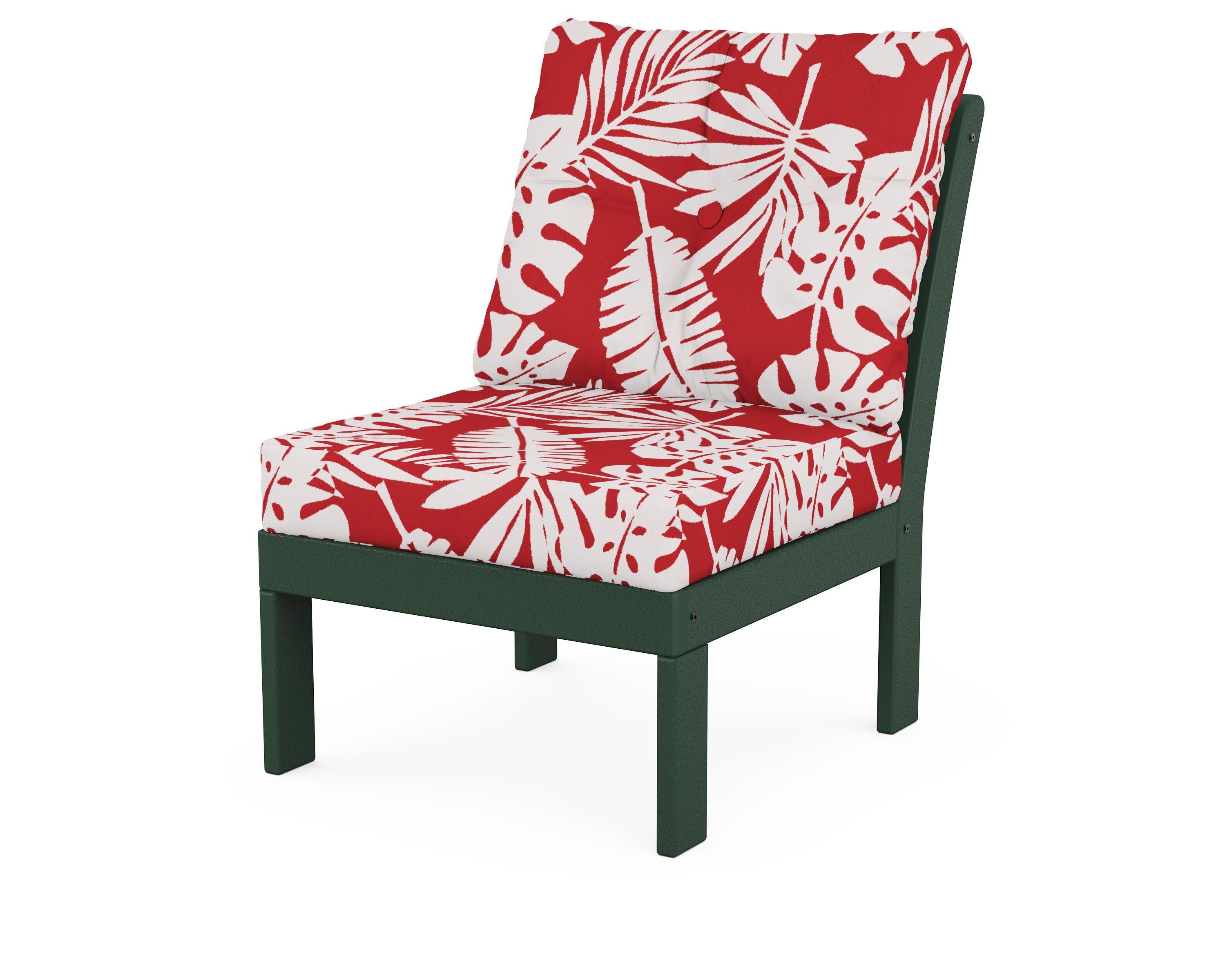 Vineyard Modular Armless Chair in Green / Leaf Crimson