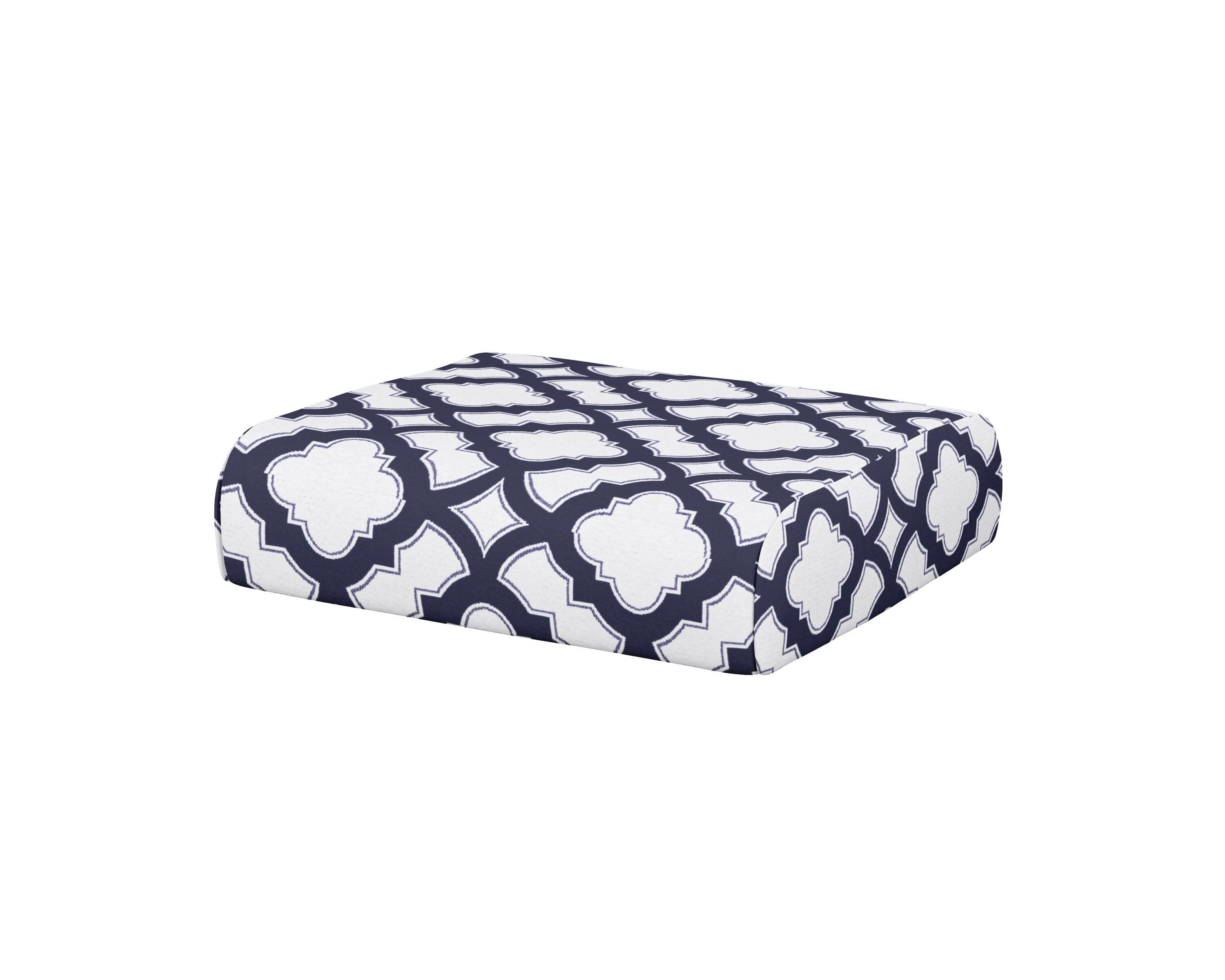 Club Ottoman Cushion in Trellis Navy