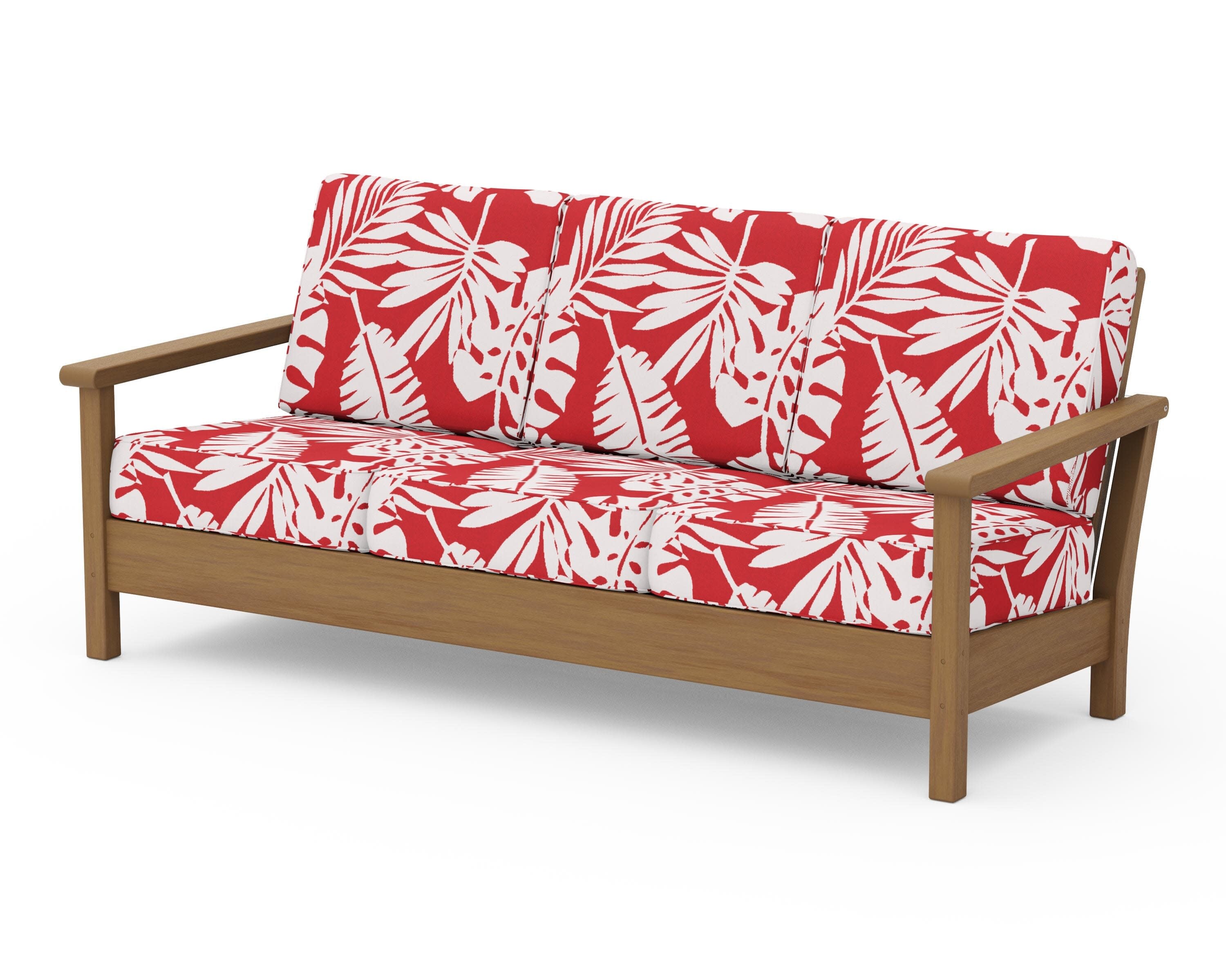 Harbour Deep Seating Sofa in Natural / Leaf Crimson