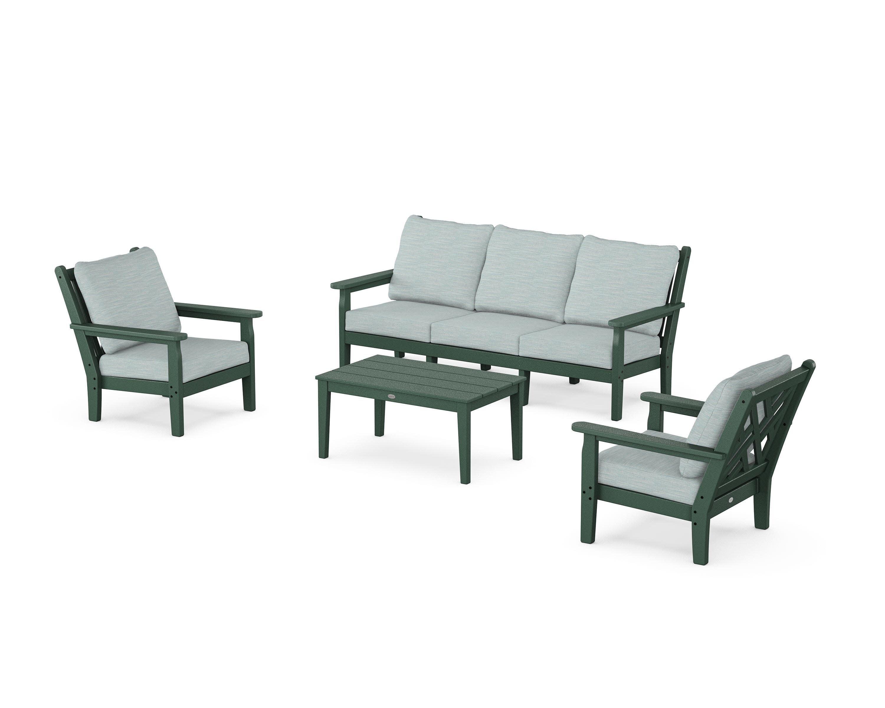 Chippendale 4-Piece Deep Seating Set with Sofa in Green / Soothe Mist