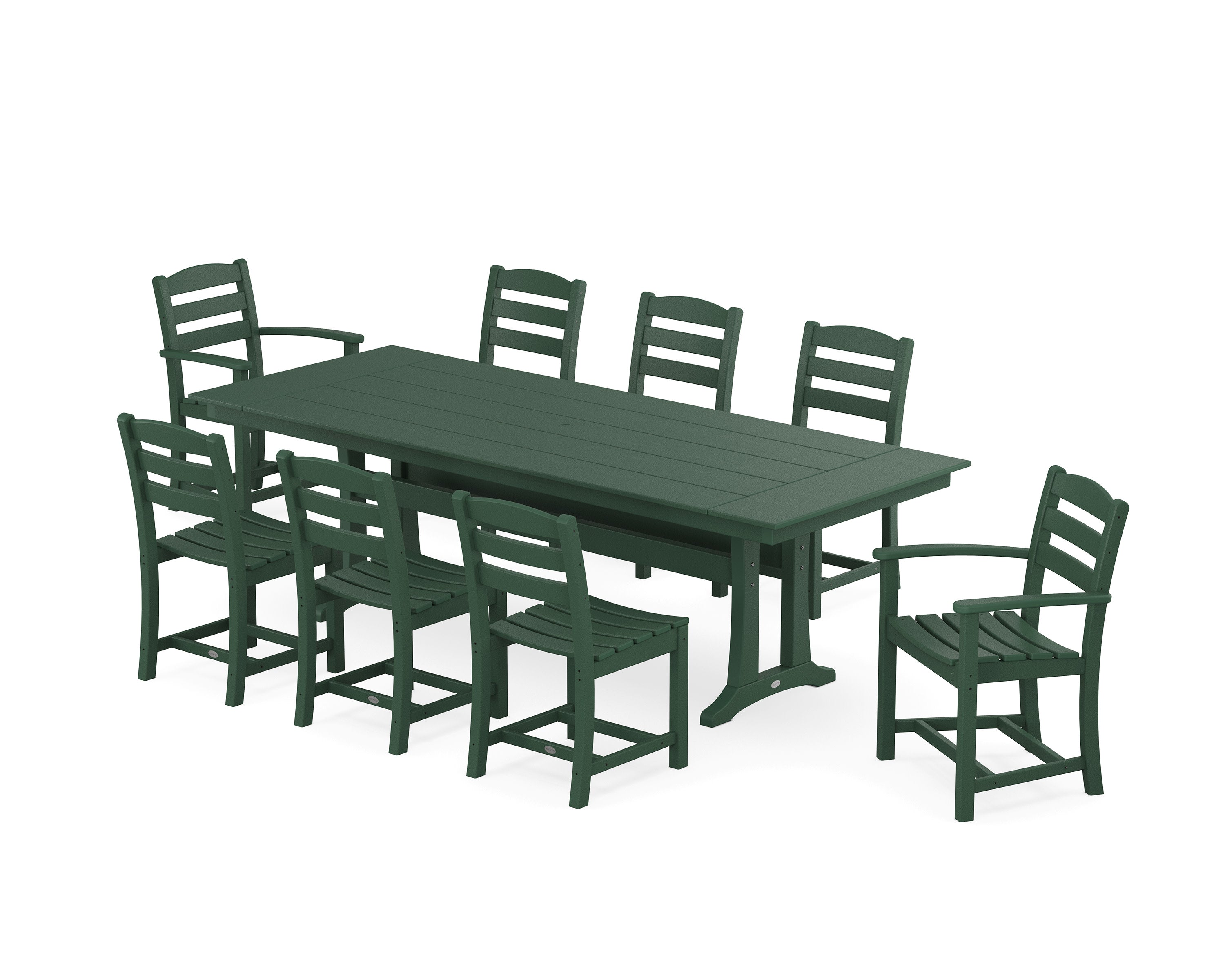 La Casa Caf 9-Piece Farmhouse Dining Set with Trestle Legs in Green