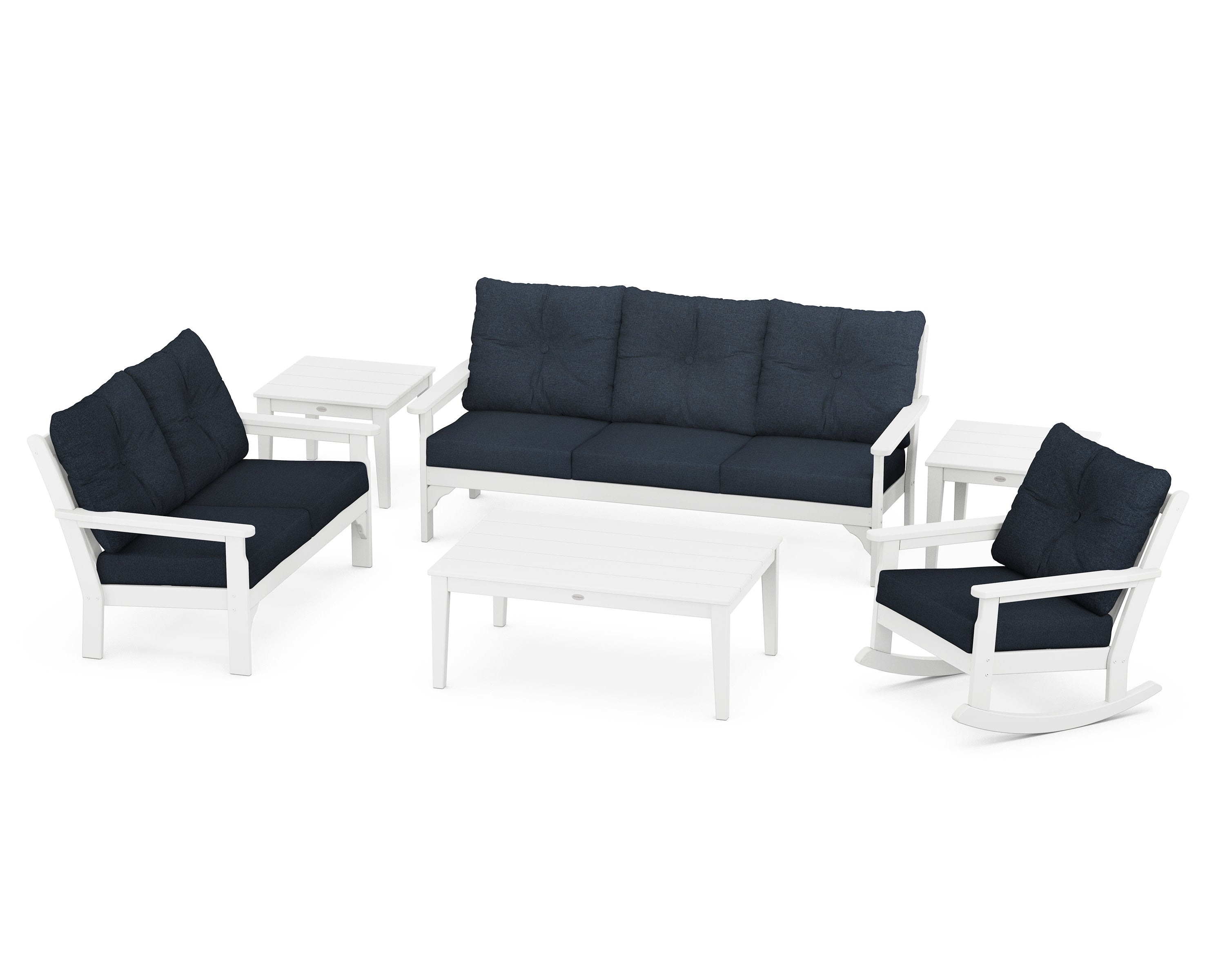 Vineyard 6-Piece Deep Seating Set in White / Marine Indigo