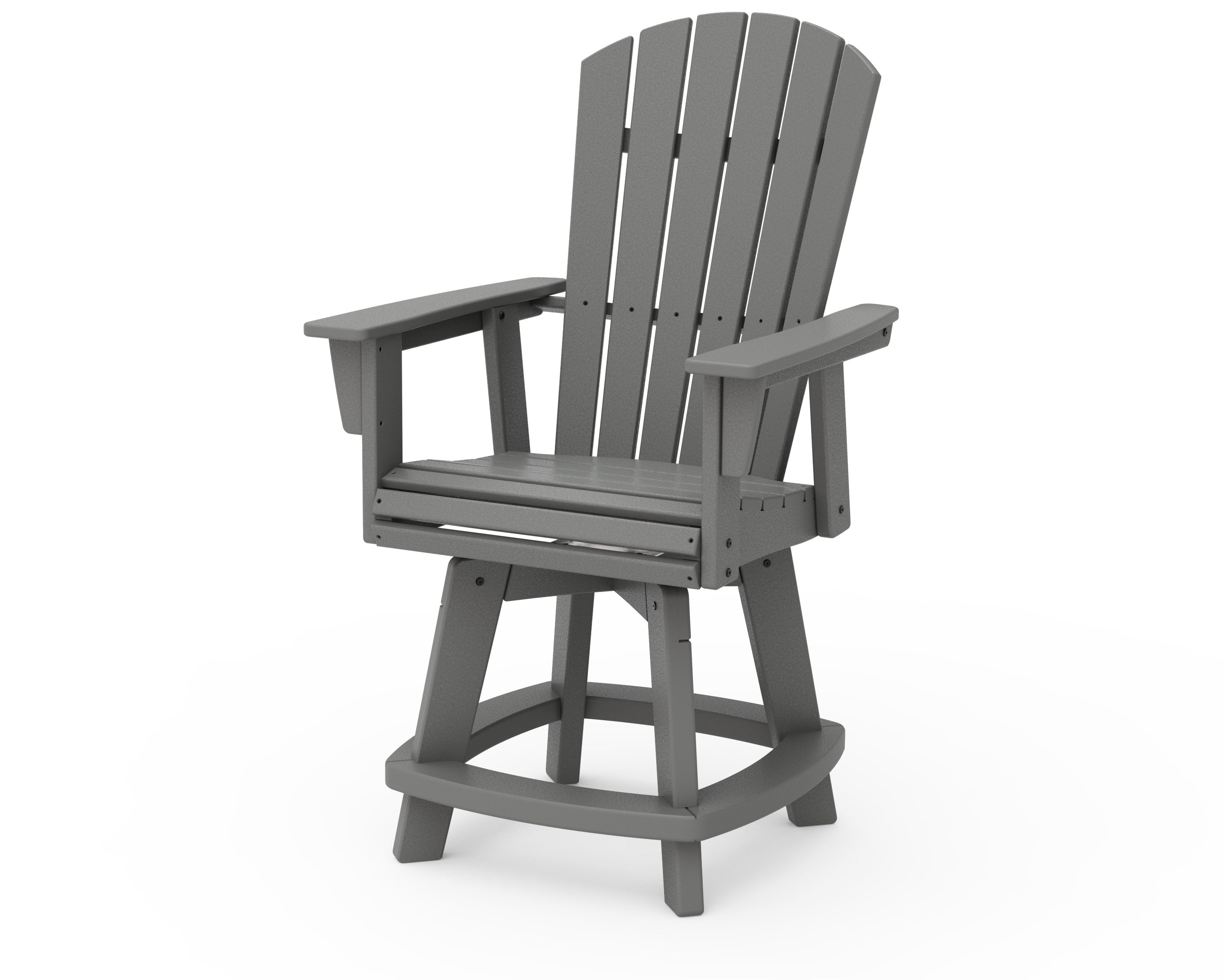Nautical Curveback Adirondack Swivel Counter Chair in Slate Grey