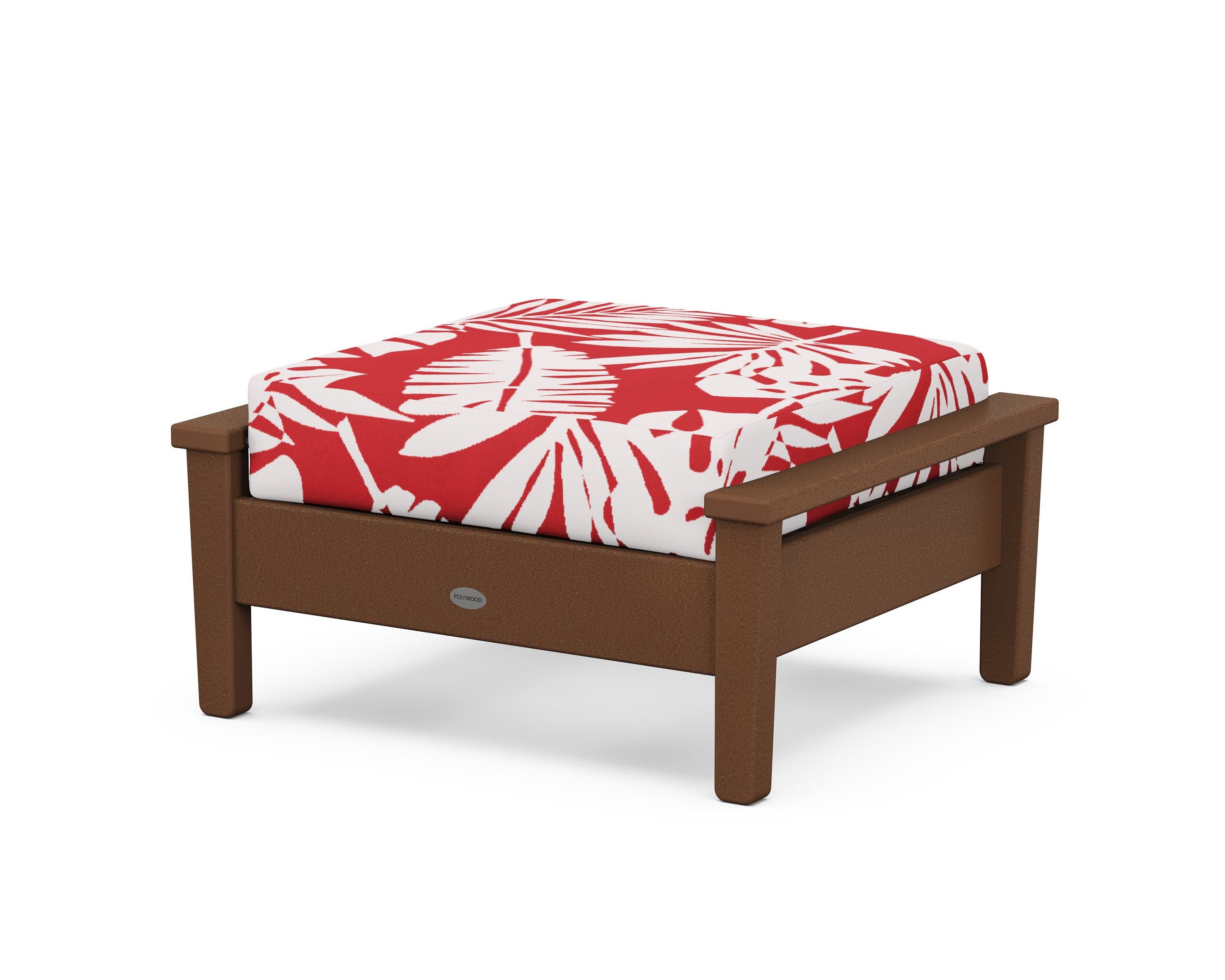 Prescott Deep Seating Ottoman in Teak / Leaf Crimson