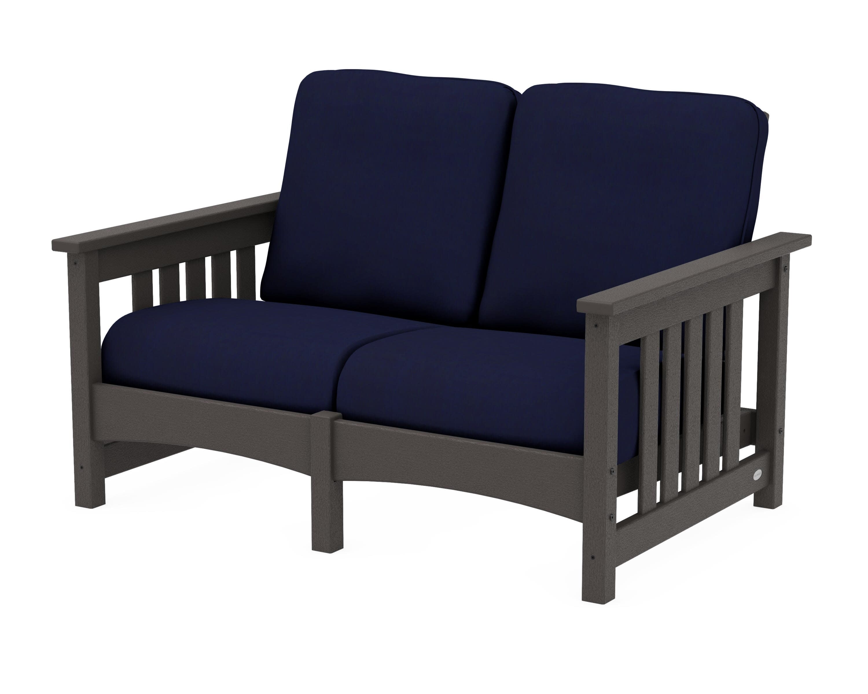 Club Mission Loveseat in Vintage Coffee / Navy