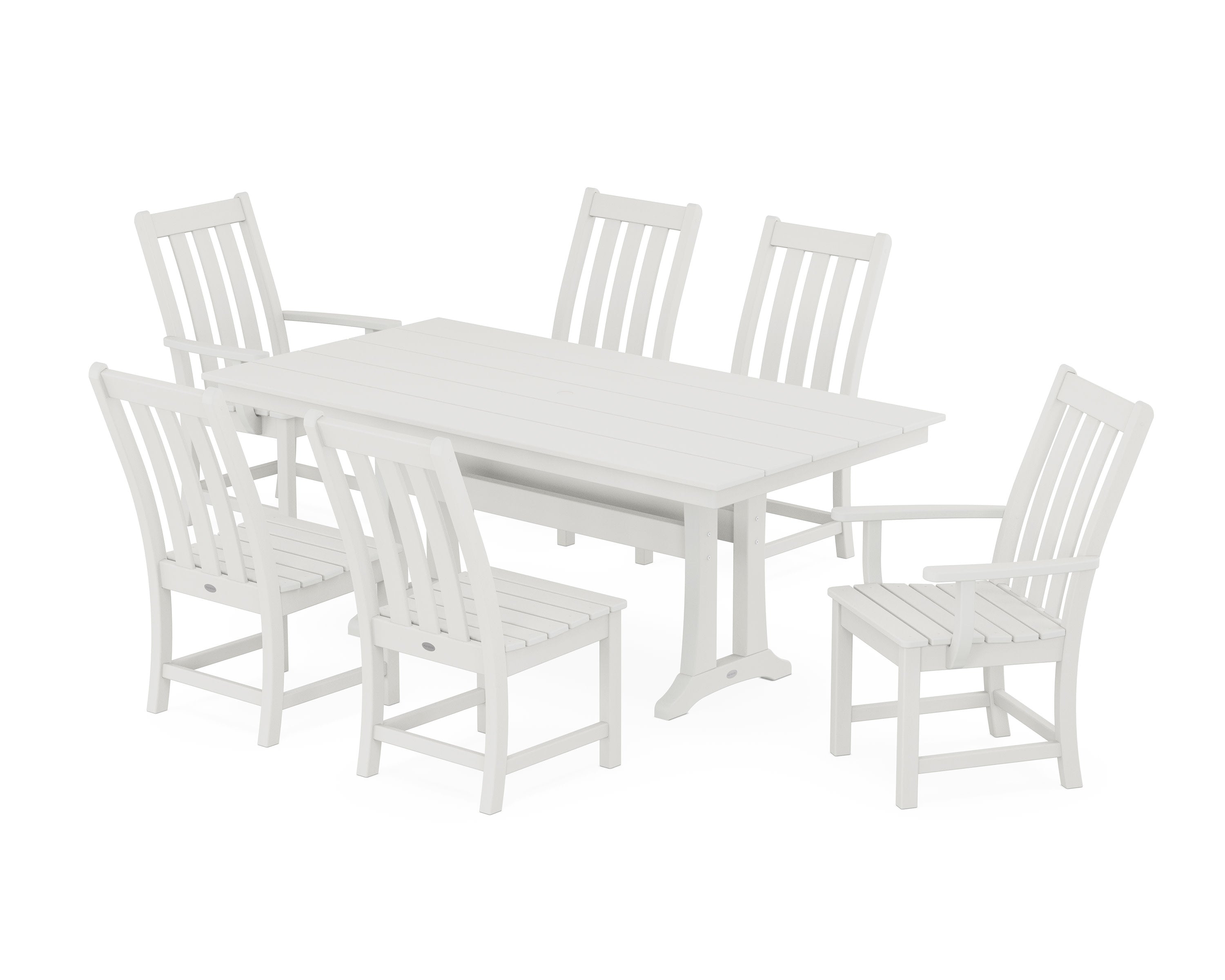 Vineyard 7-Piece Farmhouse Dining Set with Trestle Legs in Vintage White