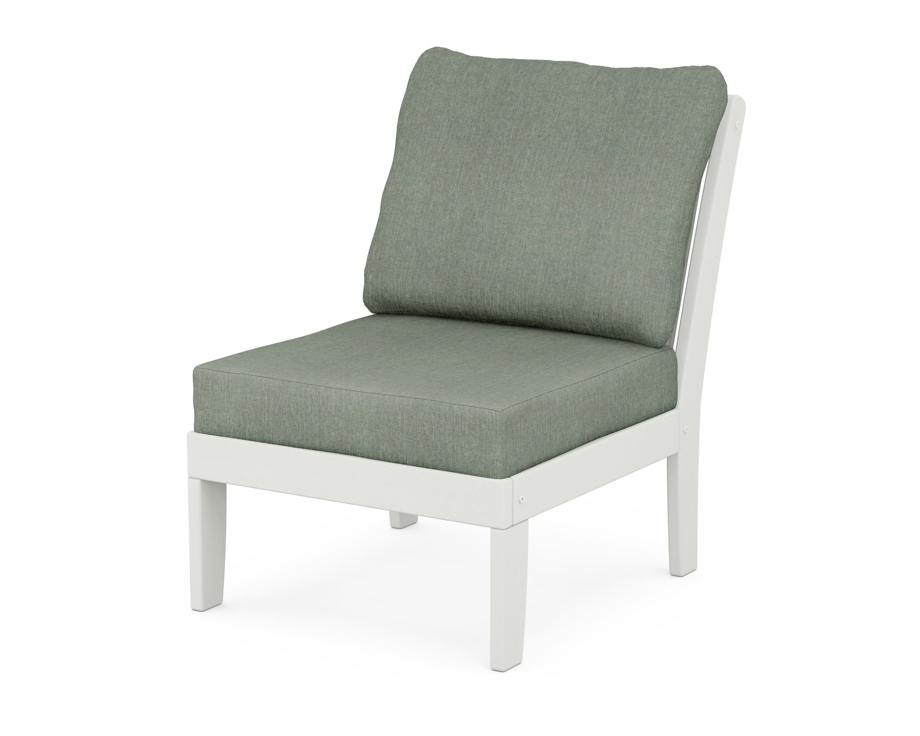Braxton Modular Armless Chair in Vintage White / Cast Sage