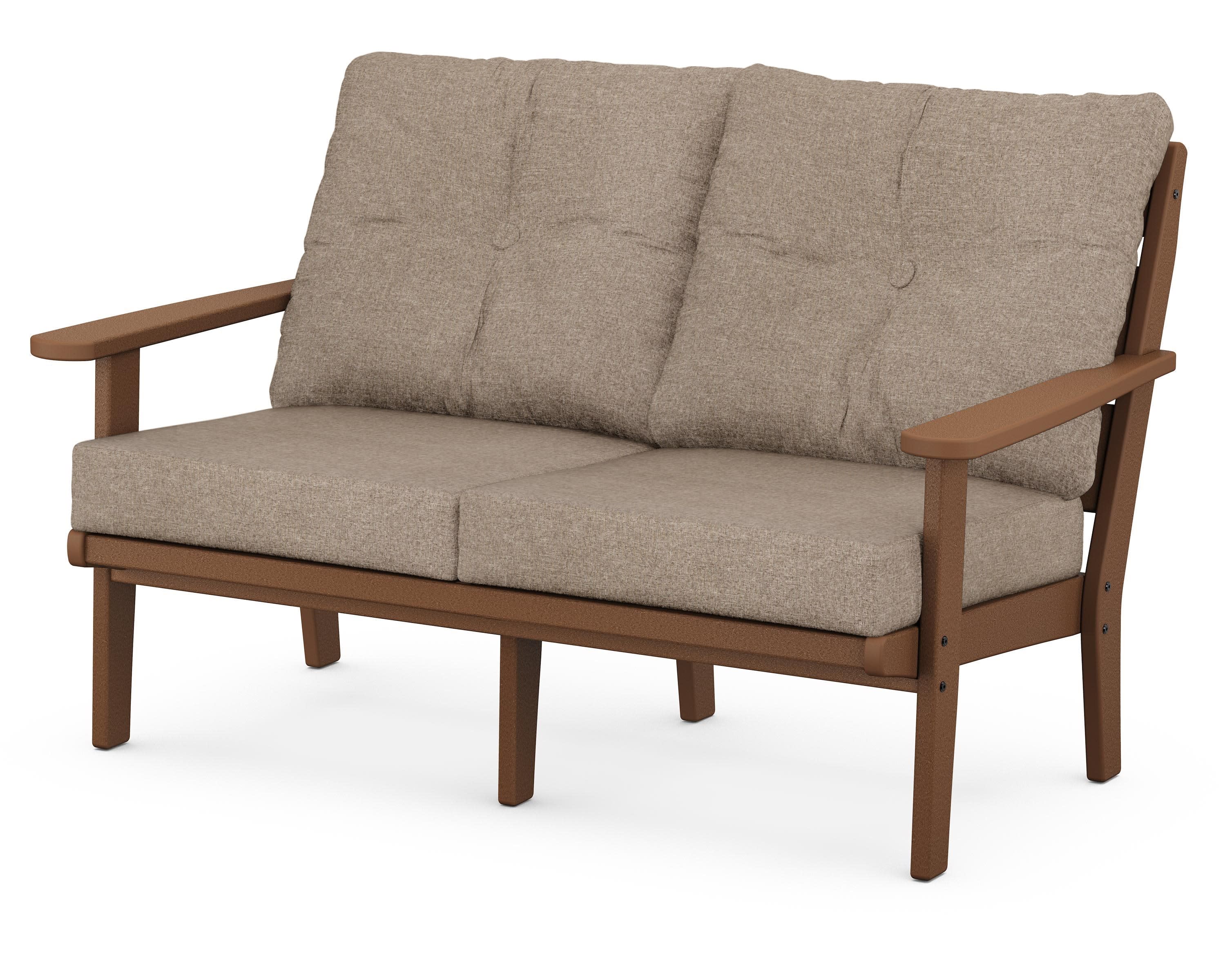 Lakeside Deep Seating Loveseat in Teak / Spiced Burlap