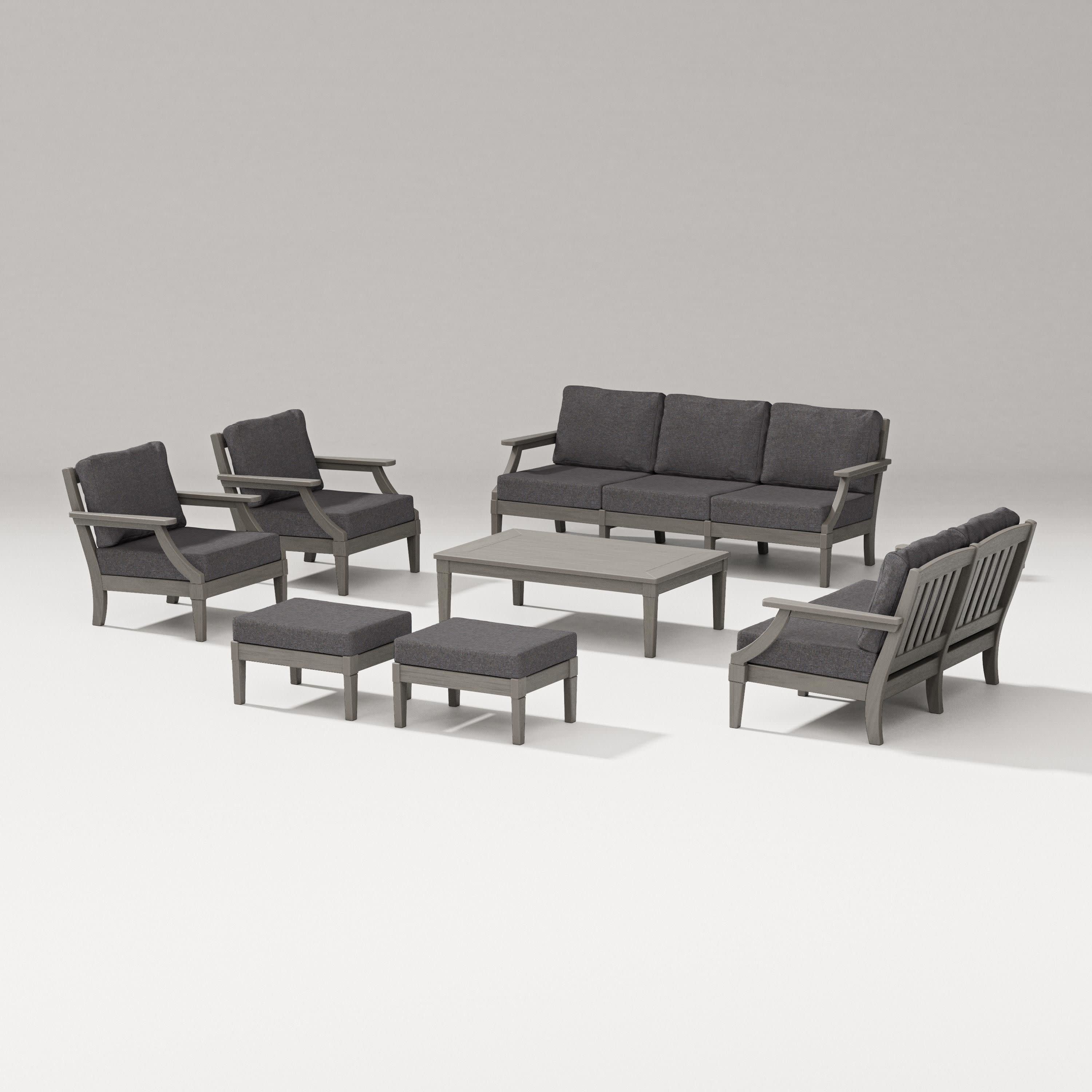Estate 7-Piece Lounge Sofa Set in Driftwood / Ash Charcoal