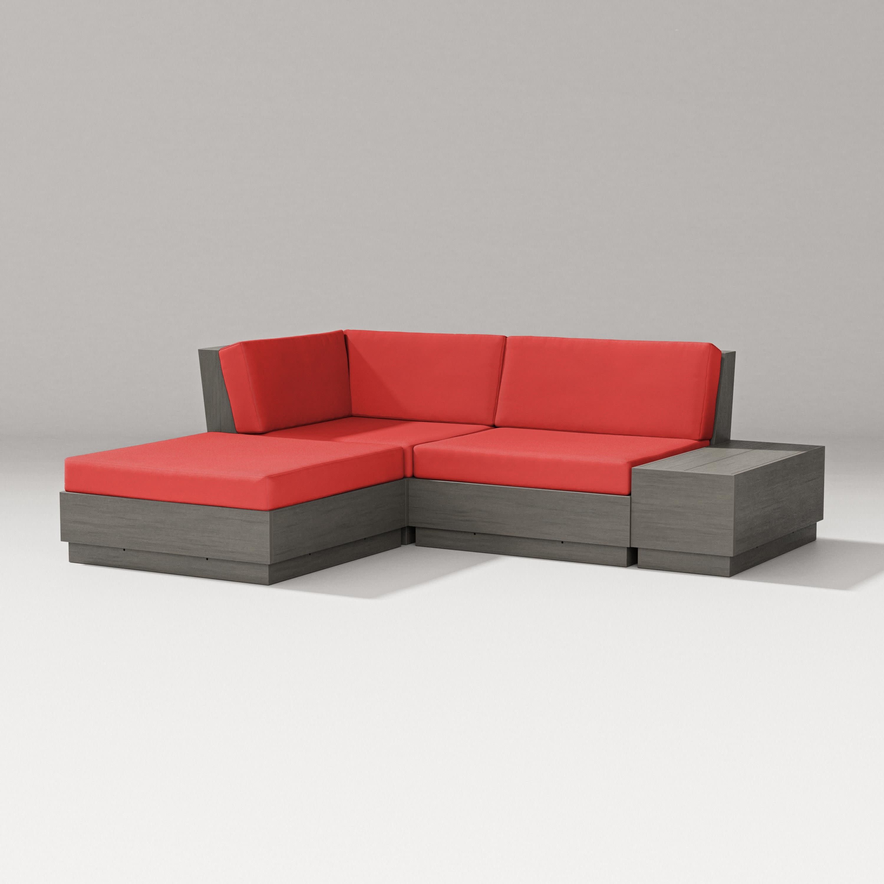 Elevate Loveseat Sectional with Chaise in Driftwood / Crimson Linen