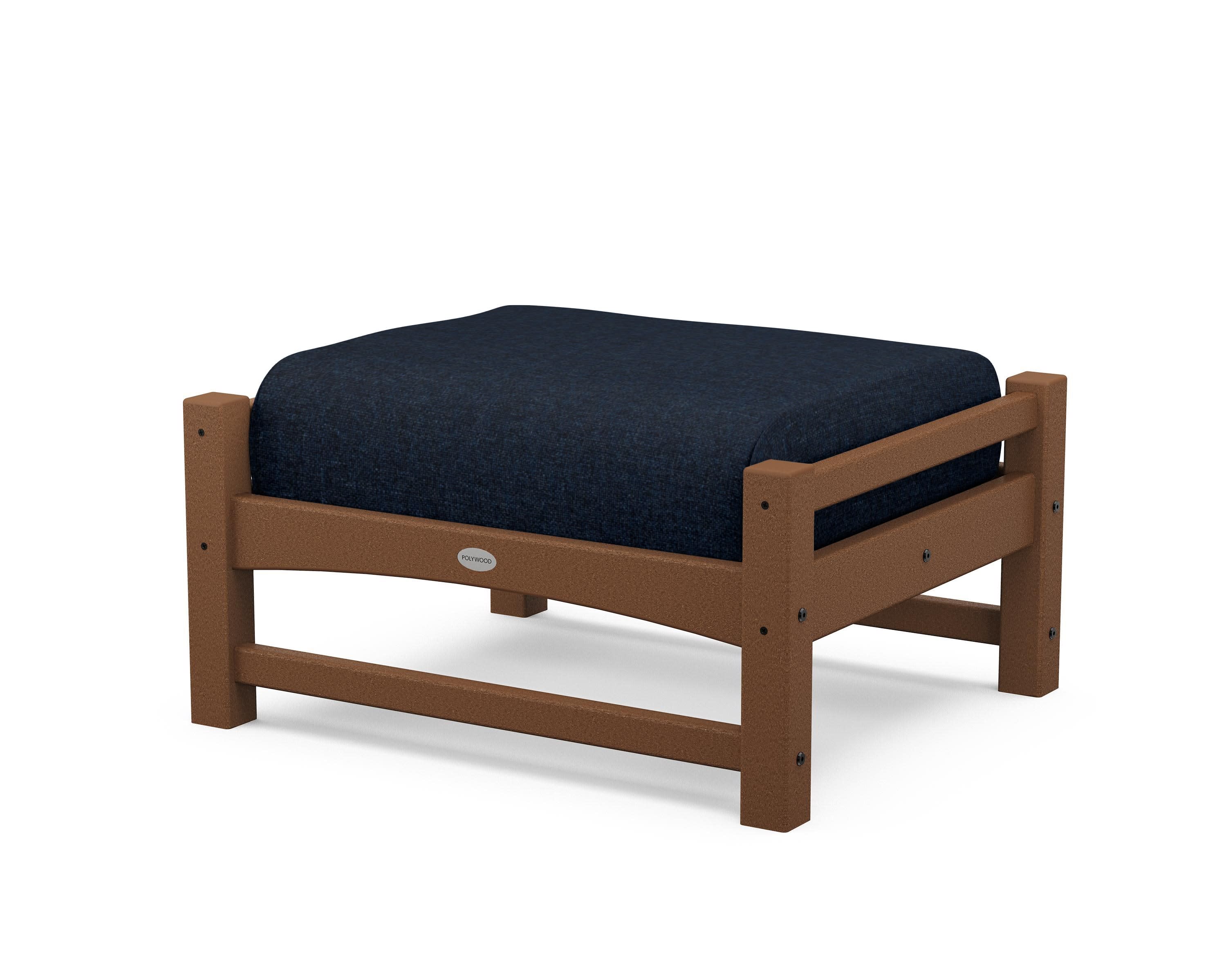 Club Ottoman in Teak / Marine Indigo