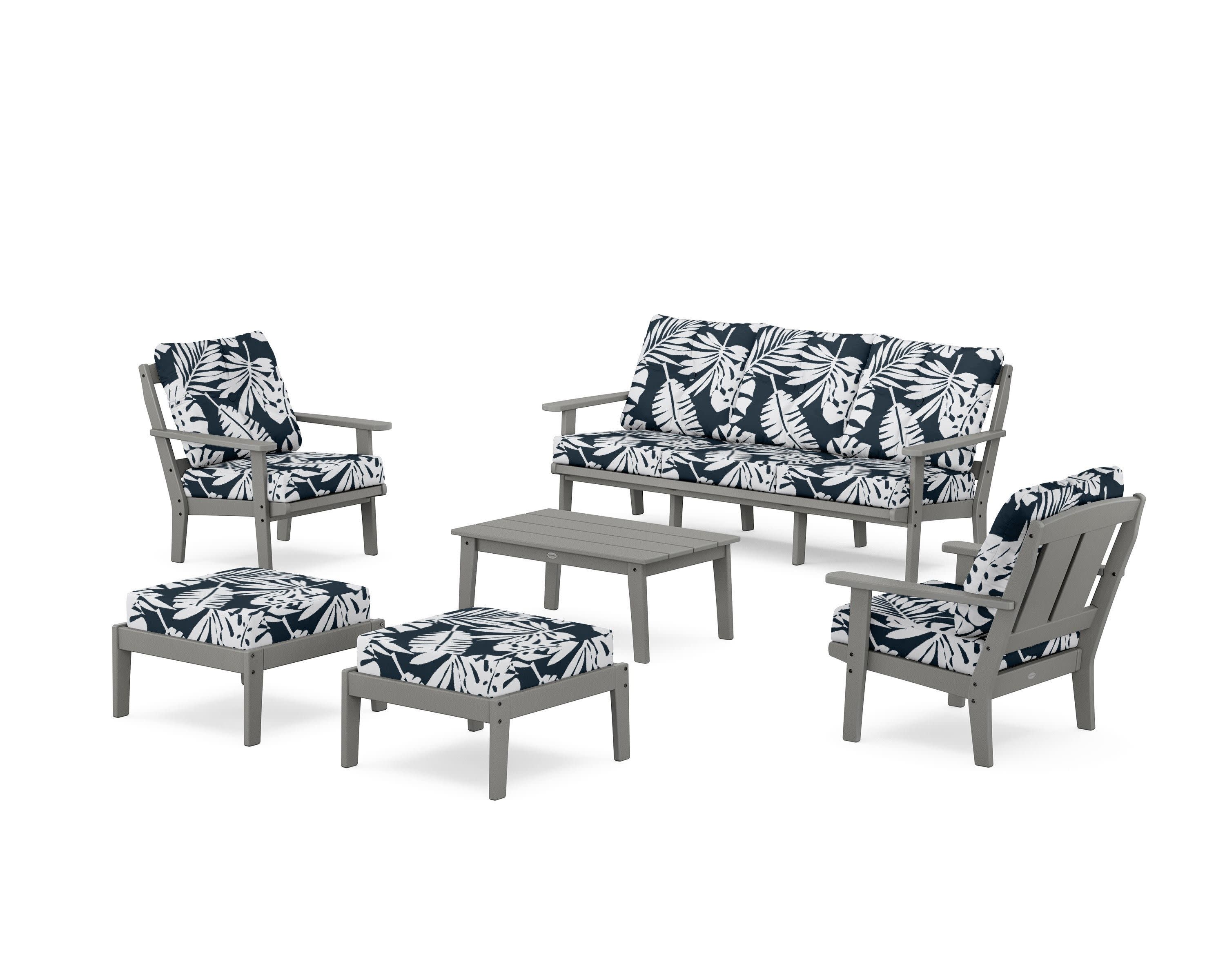 Mission 6-Piece Lounge Sofa Set in Slate Grey / Leaf Marine Indigo