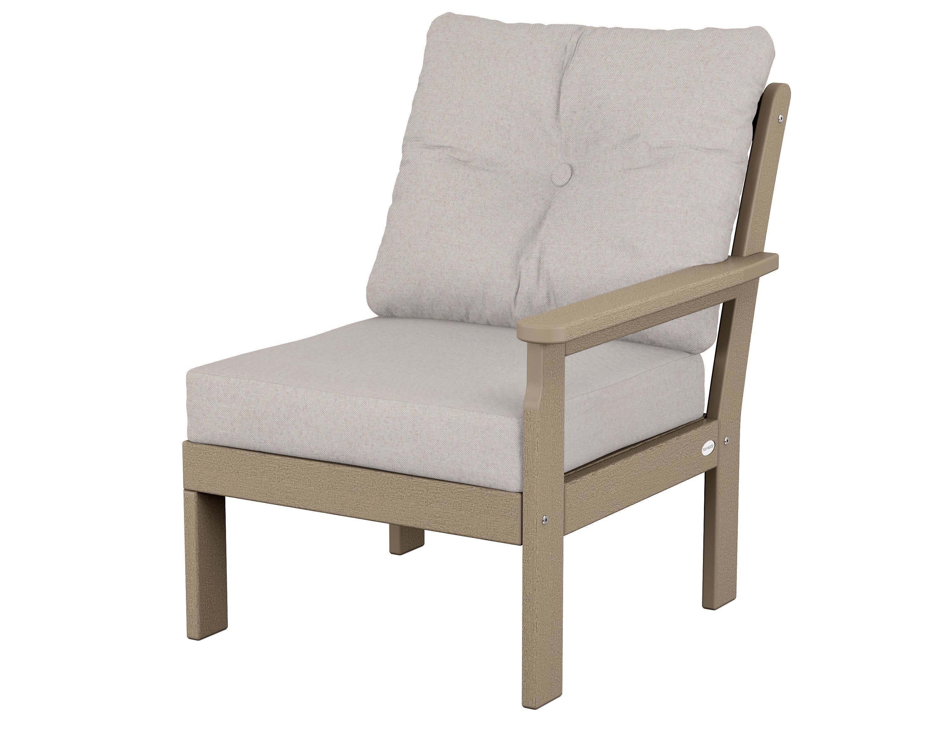 Vineyard Modular Right Arm Chair in Vintage Sahara / Dune Burlap