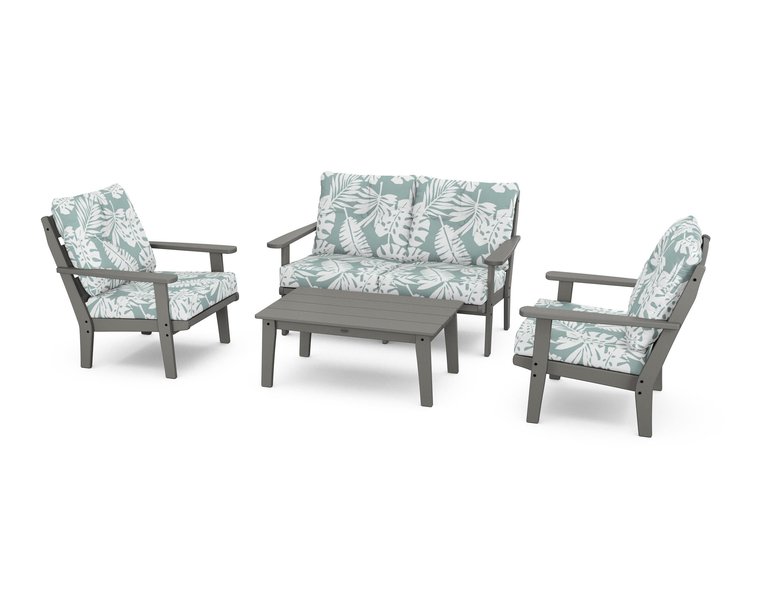 Lakeside 4-Piece Deep Seating Set in Slate Grey / Leaf Glacier Spa
