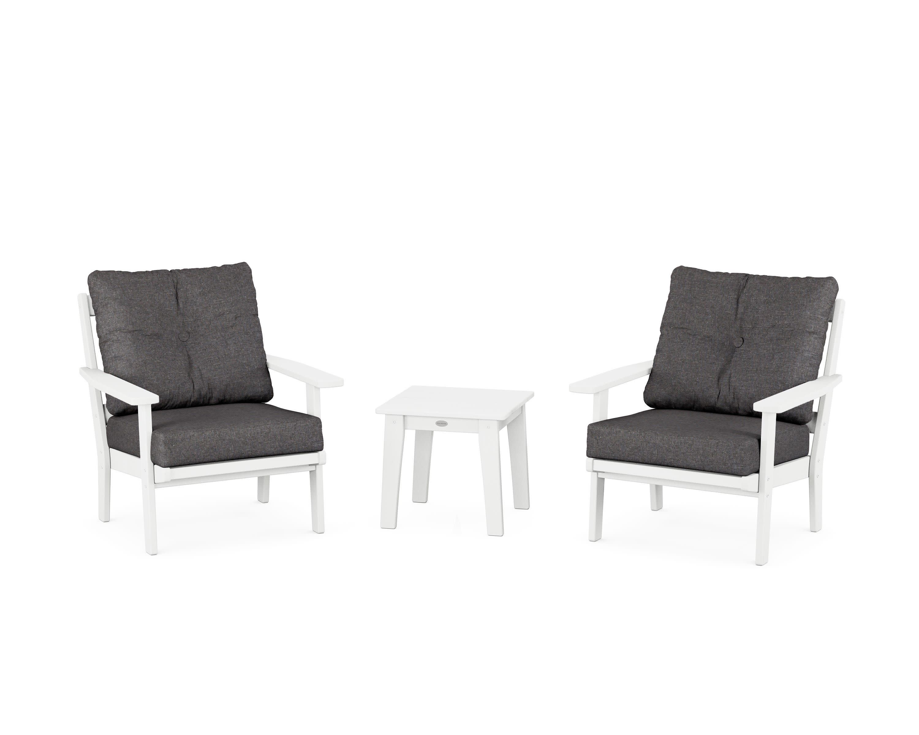 Oxford 3-Piece Deep Seating Set in White / Ash Charcoal