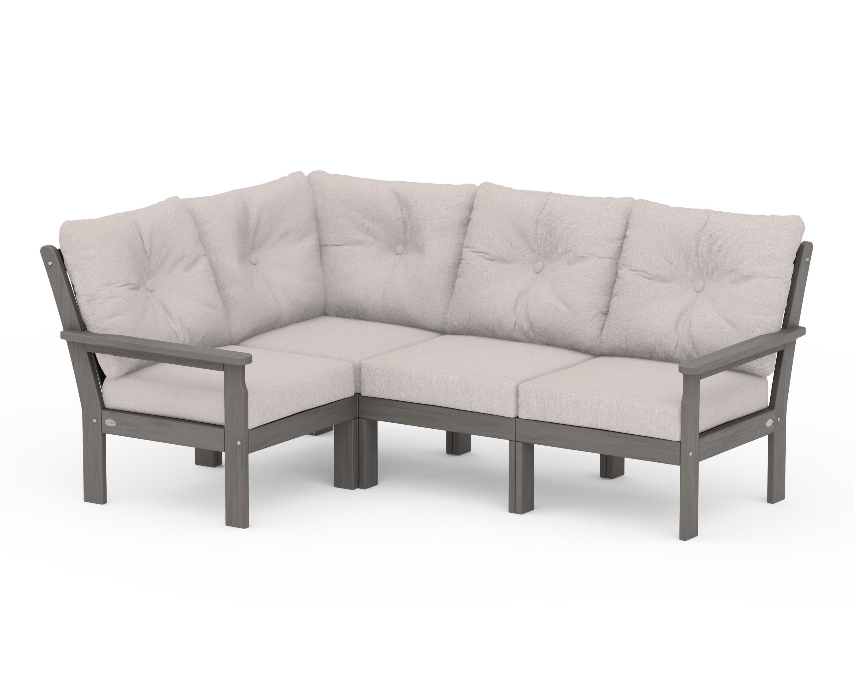 Vineyard 4-Piece Sectional in Driftwood / Dune Burlap