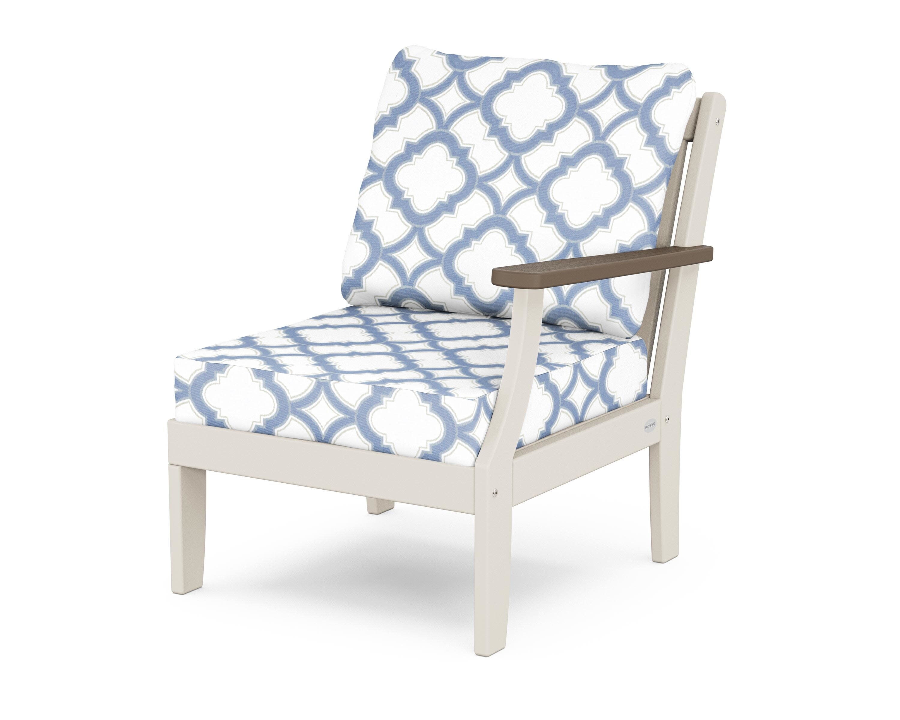Braxton Modular Right Arm Chair in Sand / Kona / Trellis Sky Blue