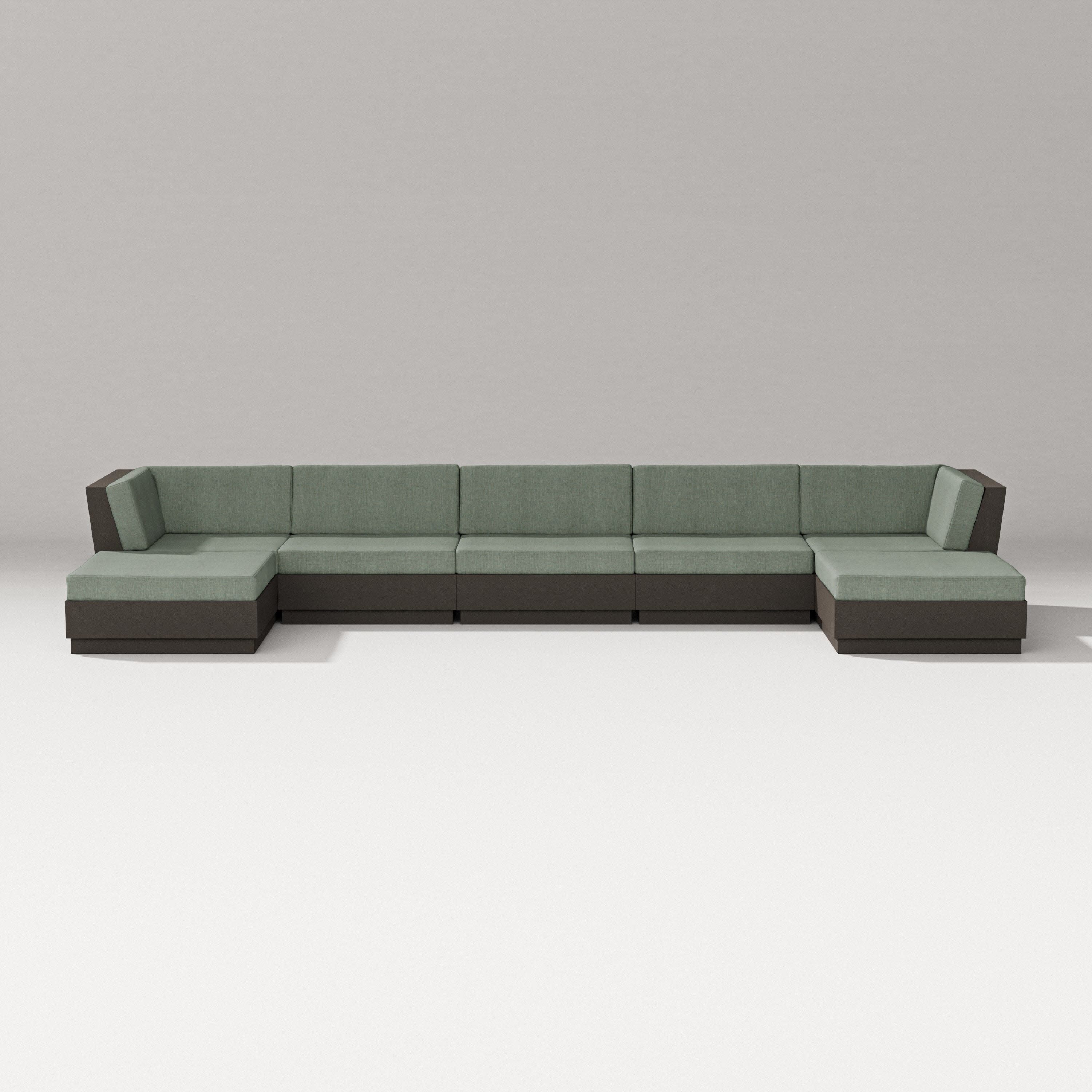 Elevate 7-Piece Double Chaise Sectional in Vintage Coffee / Cast Sage