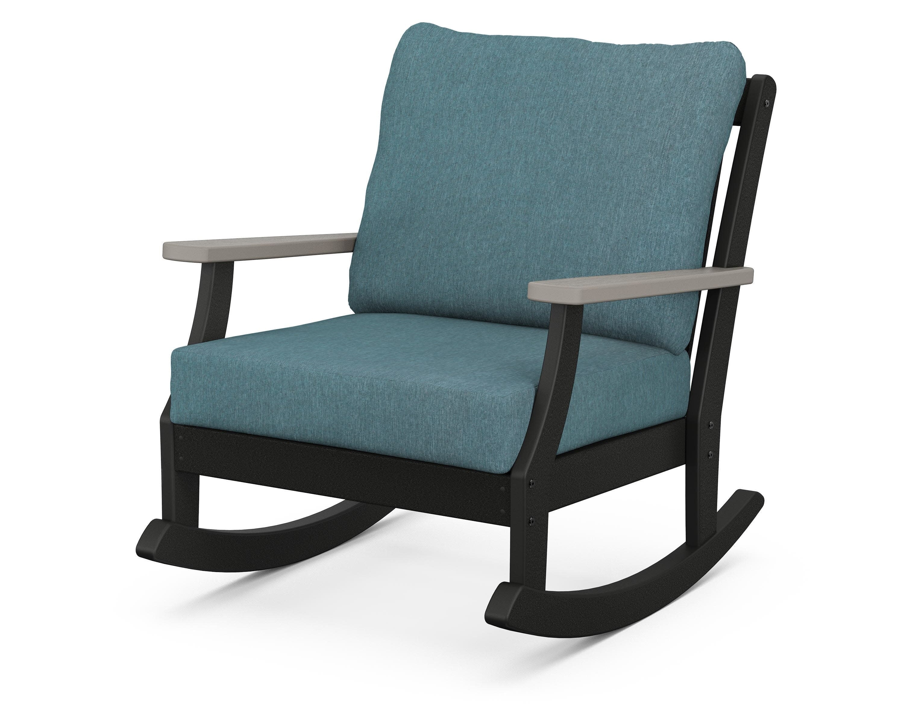 Braxton Deep Seating Rocking Chair in Black / Driftwood / Ocean Teal