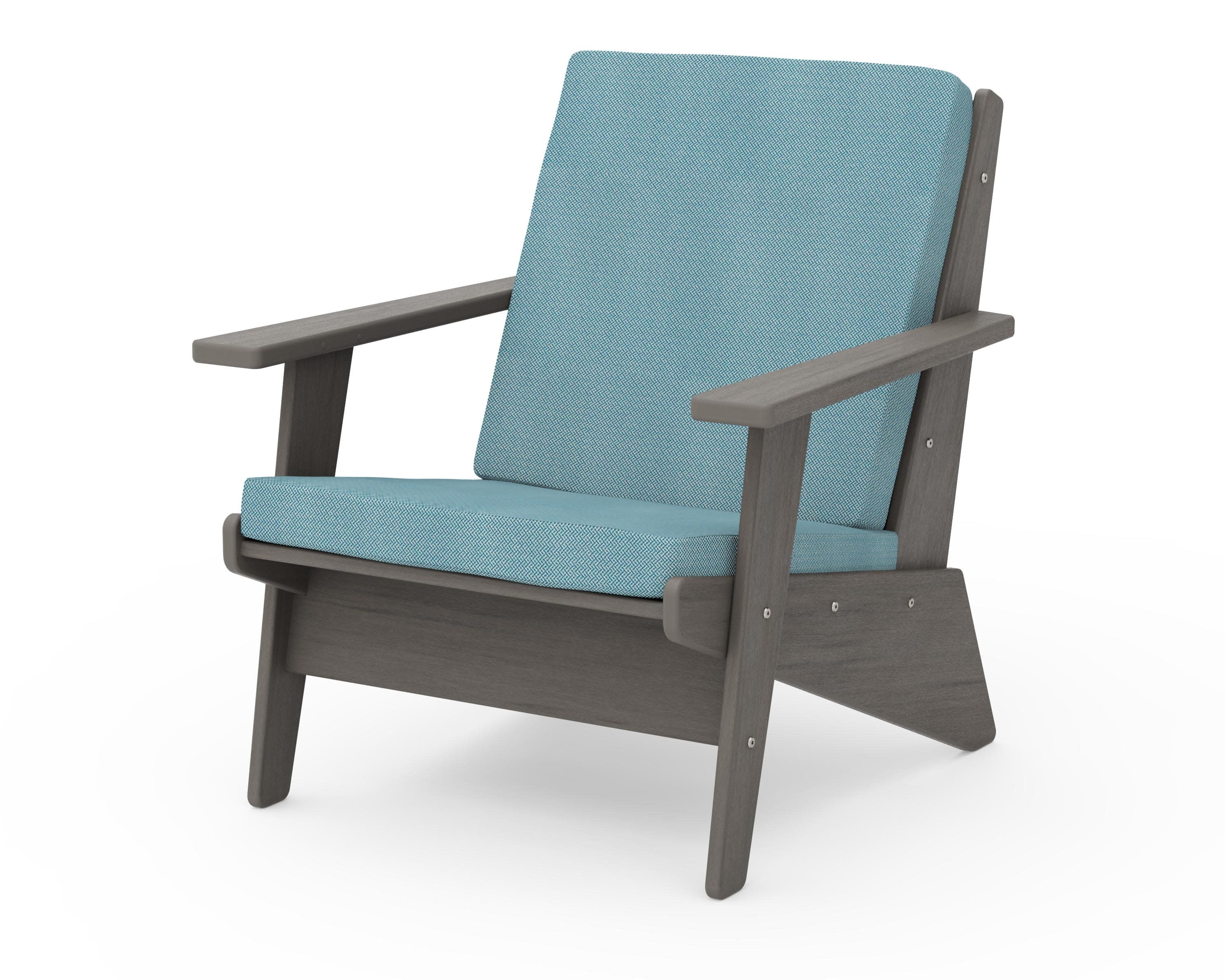 Riviera Modern Lounge Chair in Driftwood / Lattice Sky Blue