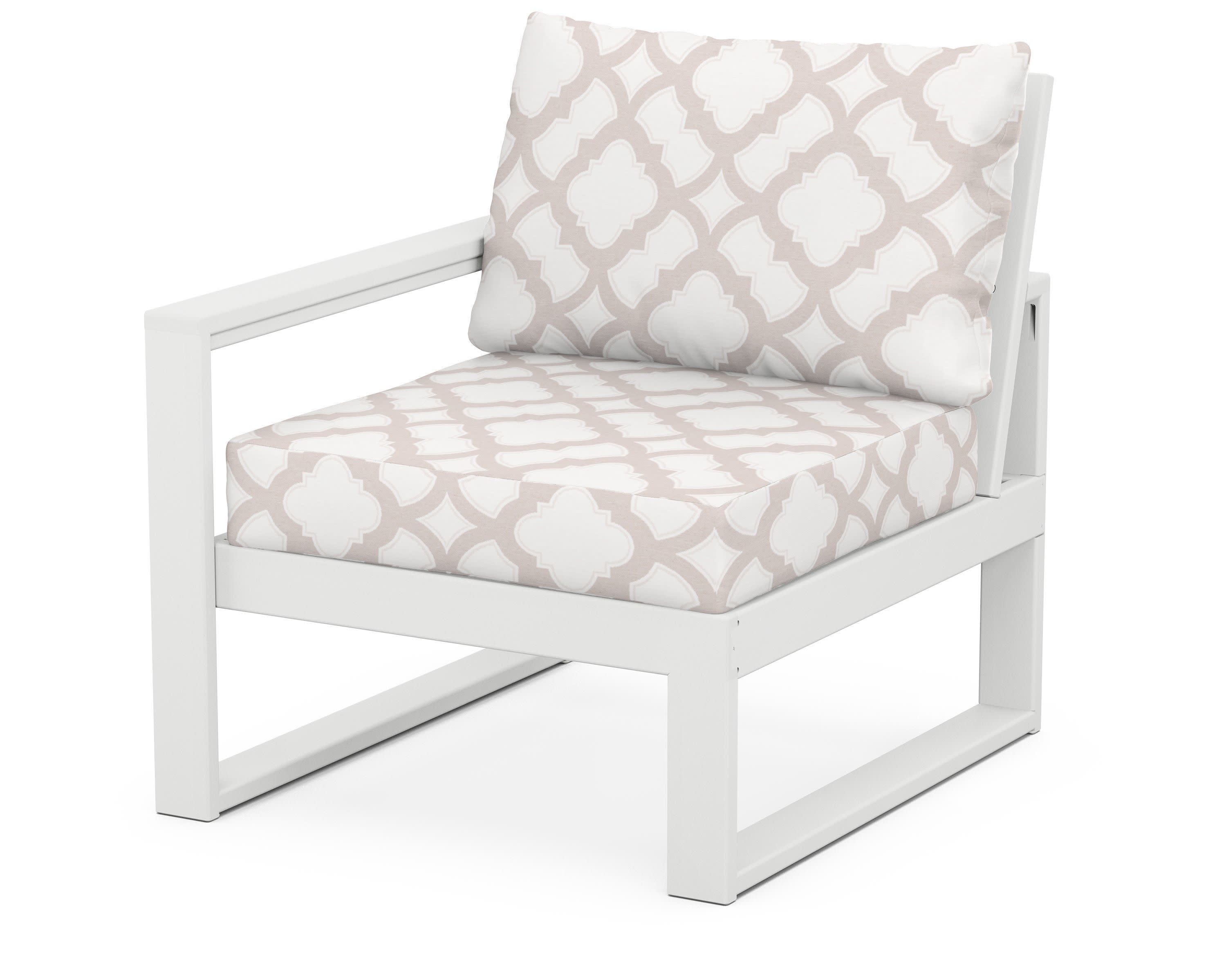 EDGE Modular Left Arm Chair in White / Trellis Dune Burlap
