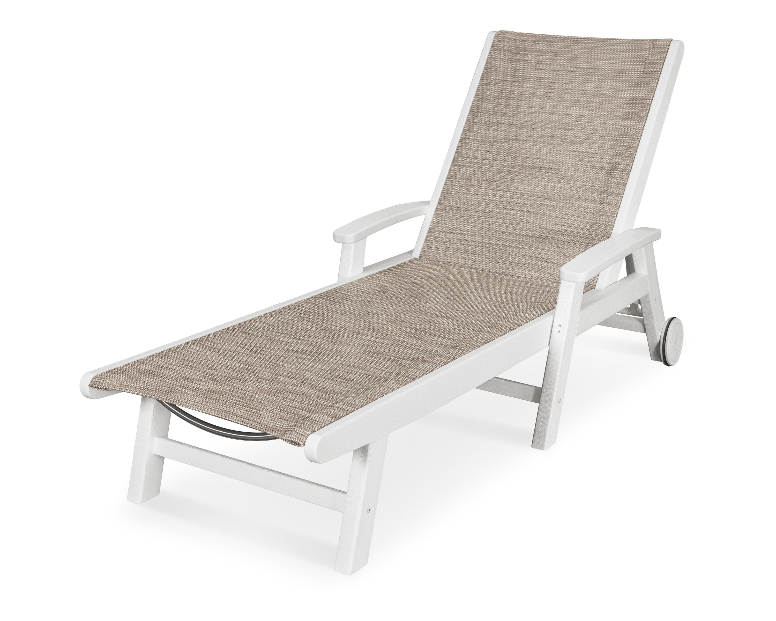 Coastal Chaise with Wheels in Vintage White / Onyx Sling