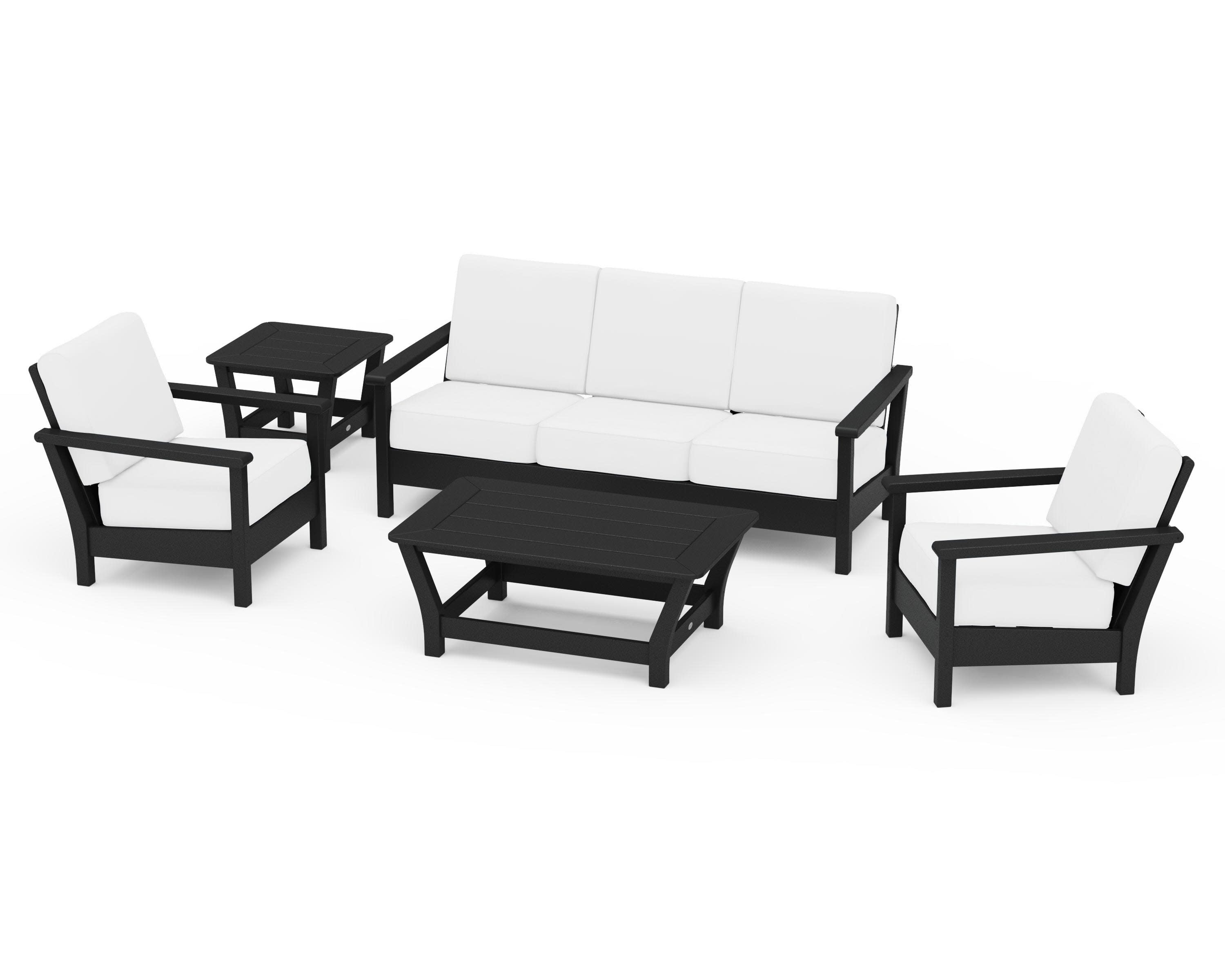 Harbour 5-Piece Deep Seating Set in Black / Natural