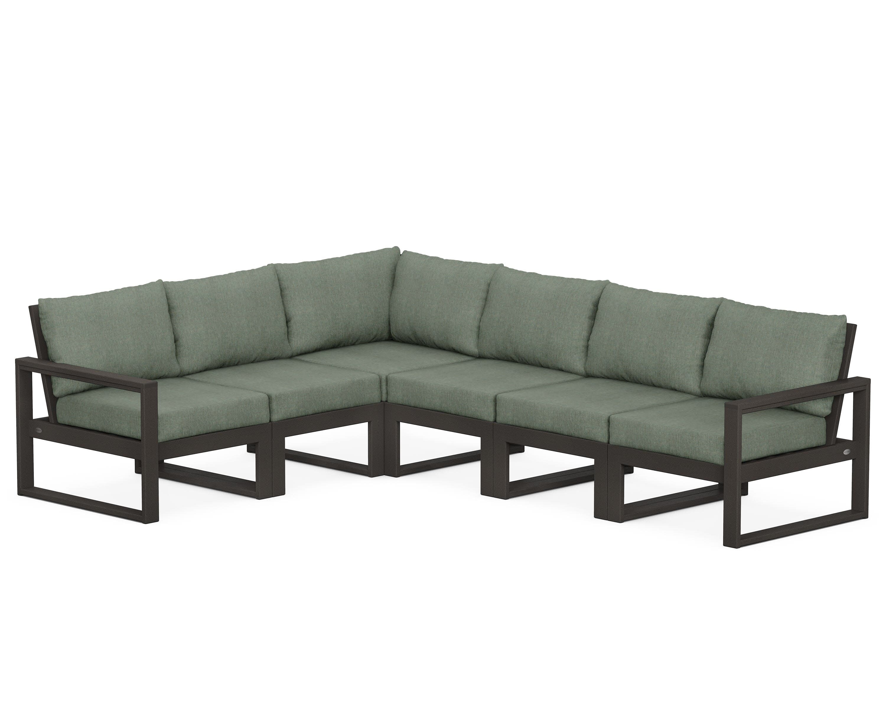 EDGE 6-Piece Modular Deep Seating Set in Vintage Coffee / Cast Sage