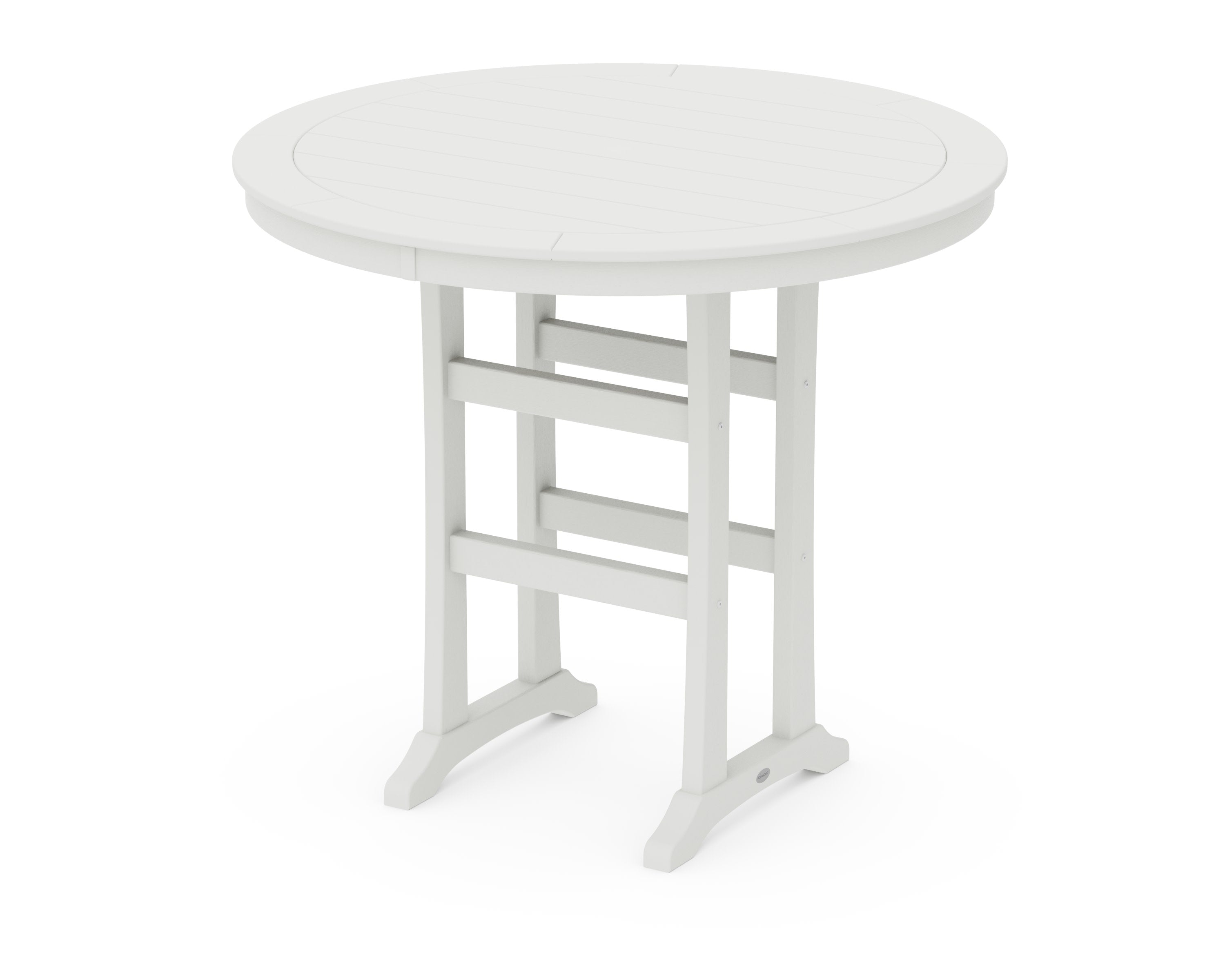 Nautical Trestle 48" Round Bar Table in Vintage White