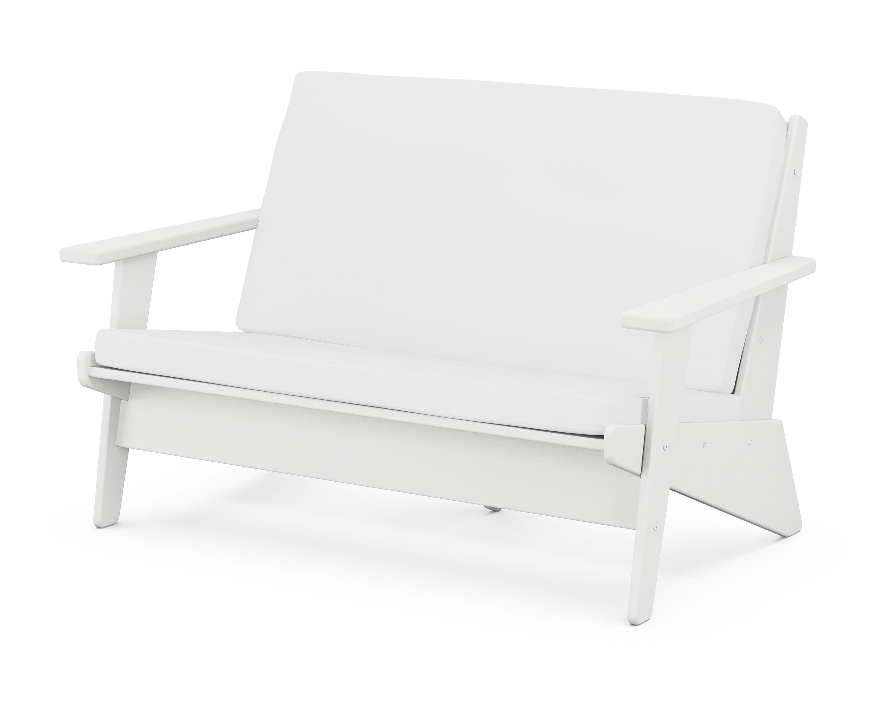 Riviera Modern Lounge Loveseat in White / Natural