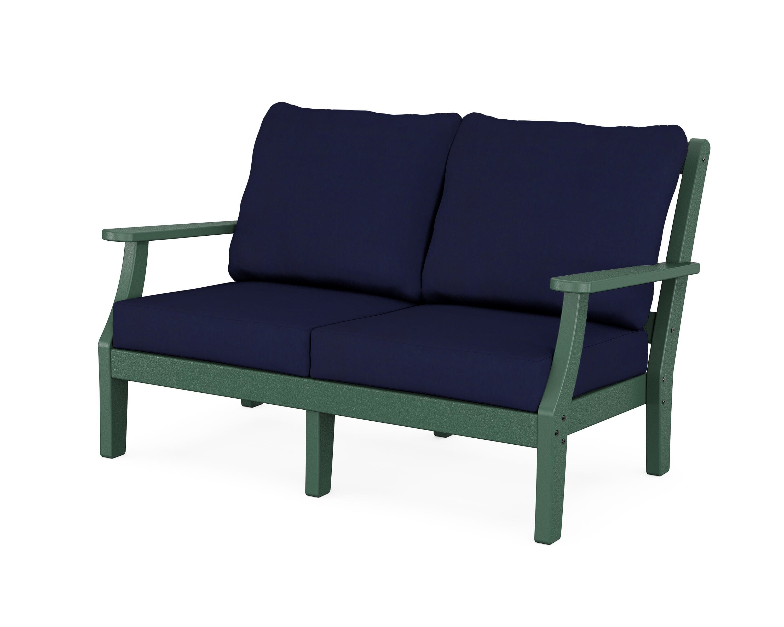 Chinoiserie Deep Seating Loveseat in Green / Navy