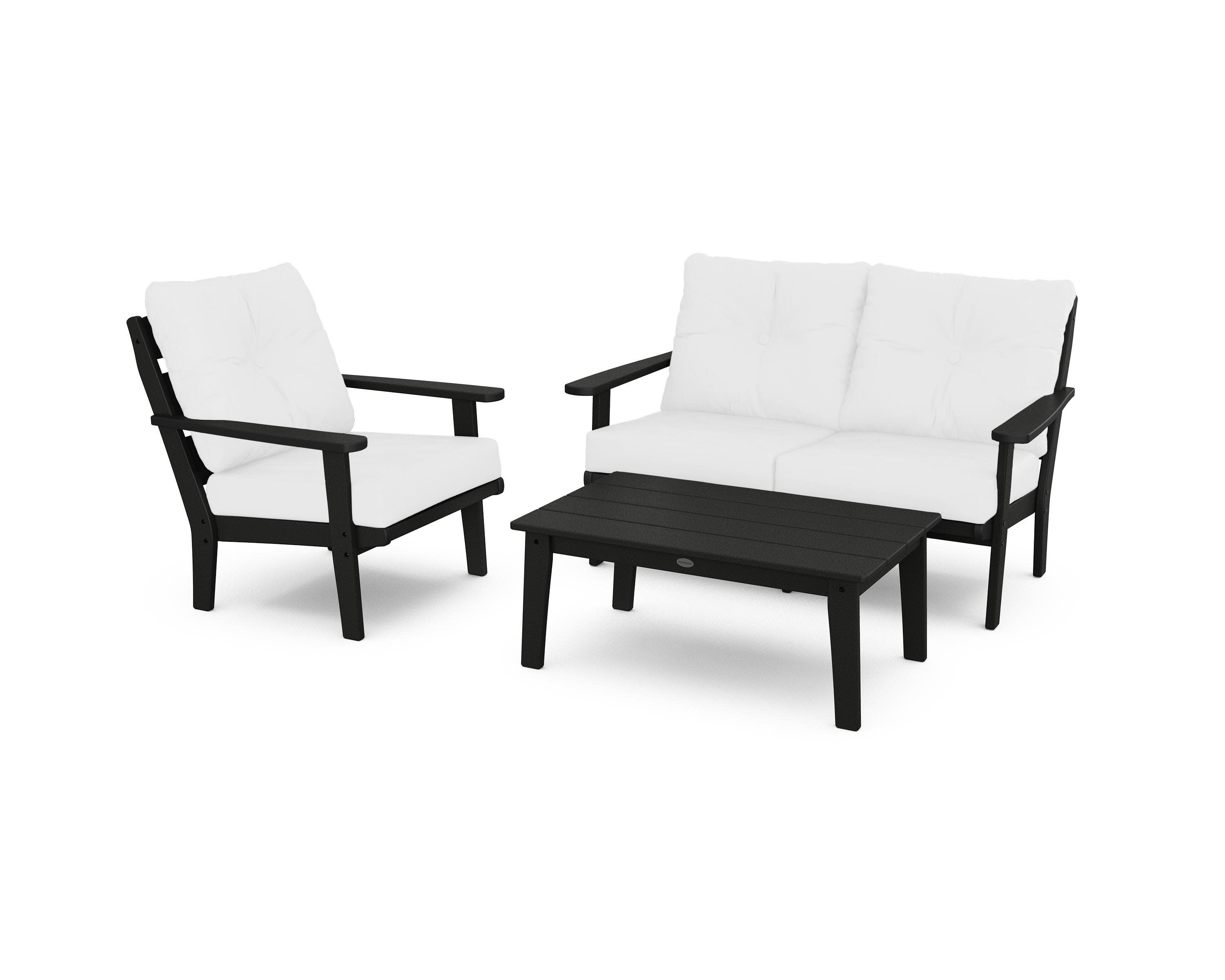 Lakeside 3-Piece Deep Seating Set in Black / Natural