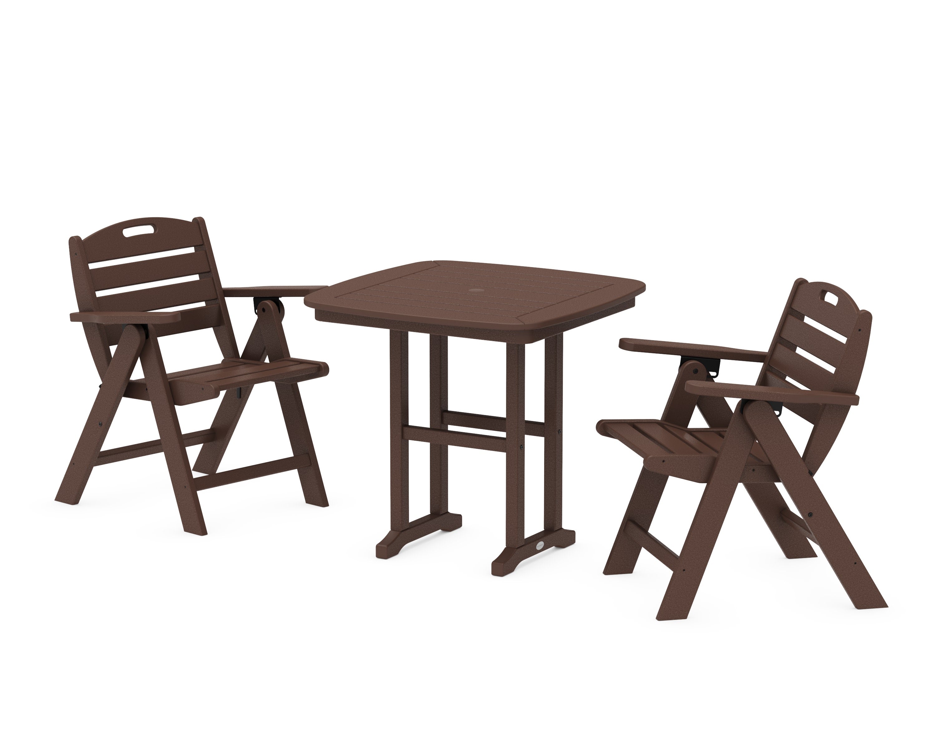 Nautical Folding Lowback Chair 3-Piece Dining Set in Mahogany
