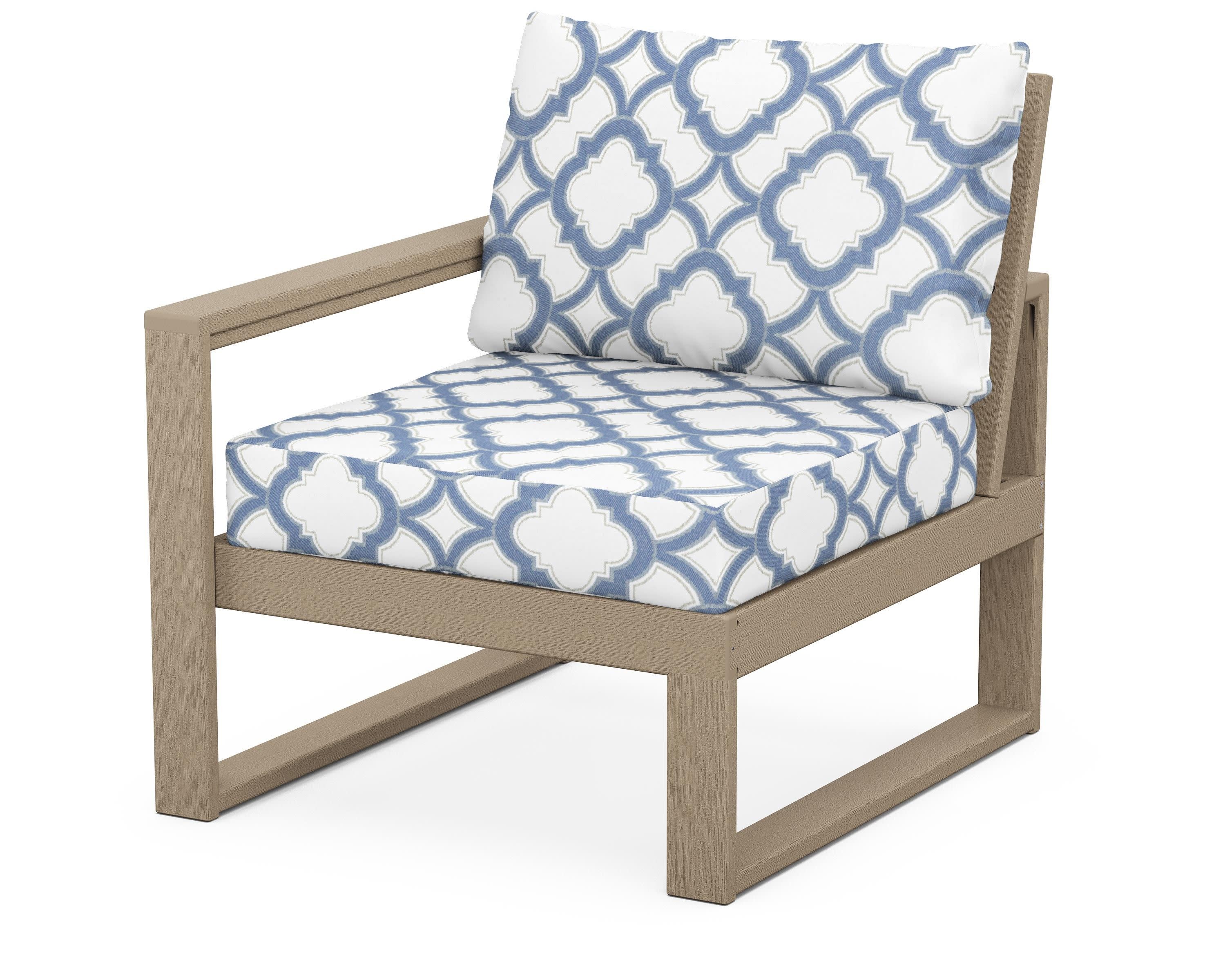 EDGE Modular Left Arm Chair in Vintage Sahara / Trellis Sky Blue