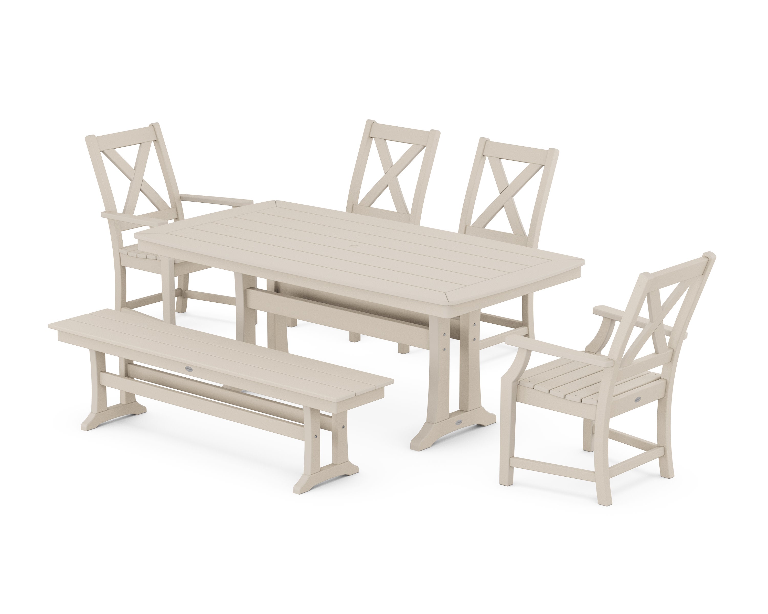 Braxton 6-Piece Dining Set with Trestle Legs in Sand