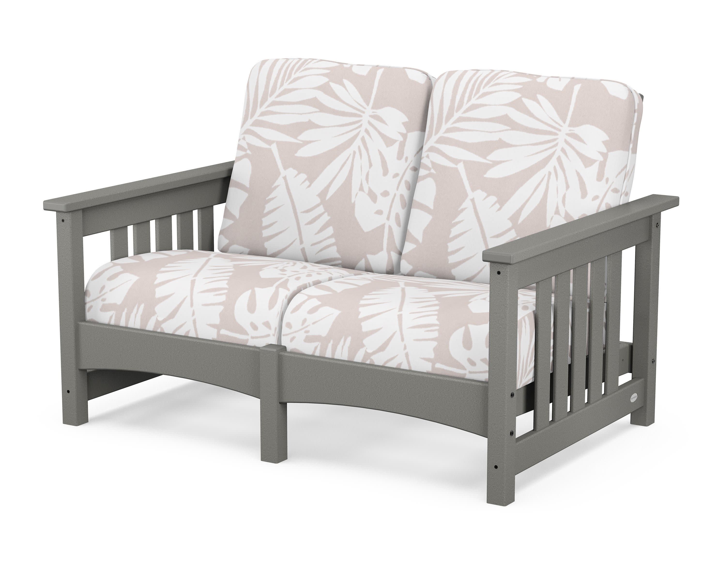 Club Mission Loveseat in Slate Grey / Leaf Dune Burlap